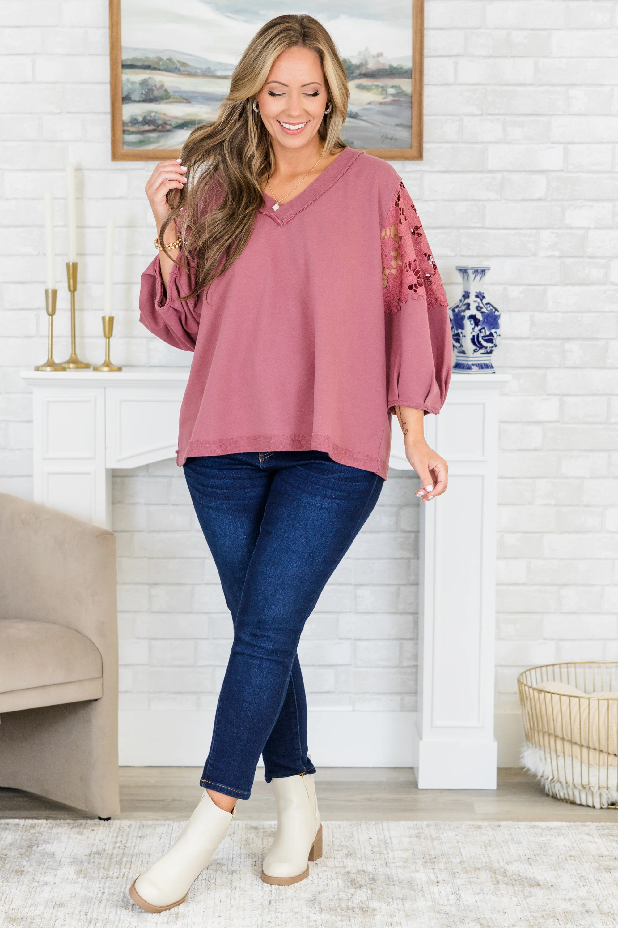 Time Is Wasted Sweatshirt, Washed Mauve - Giverhouse