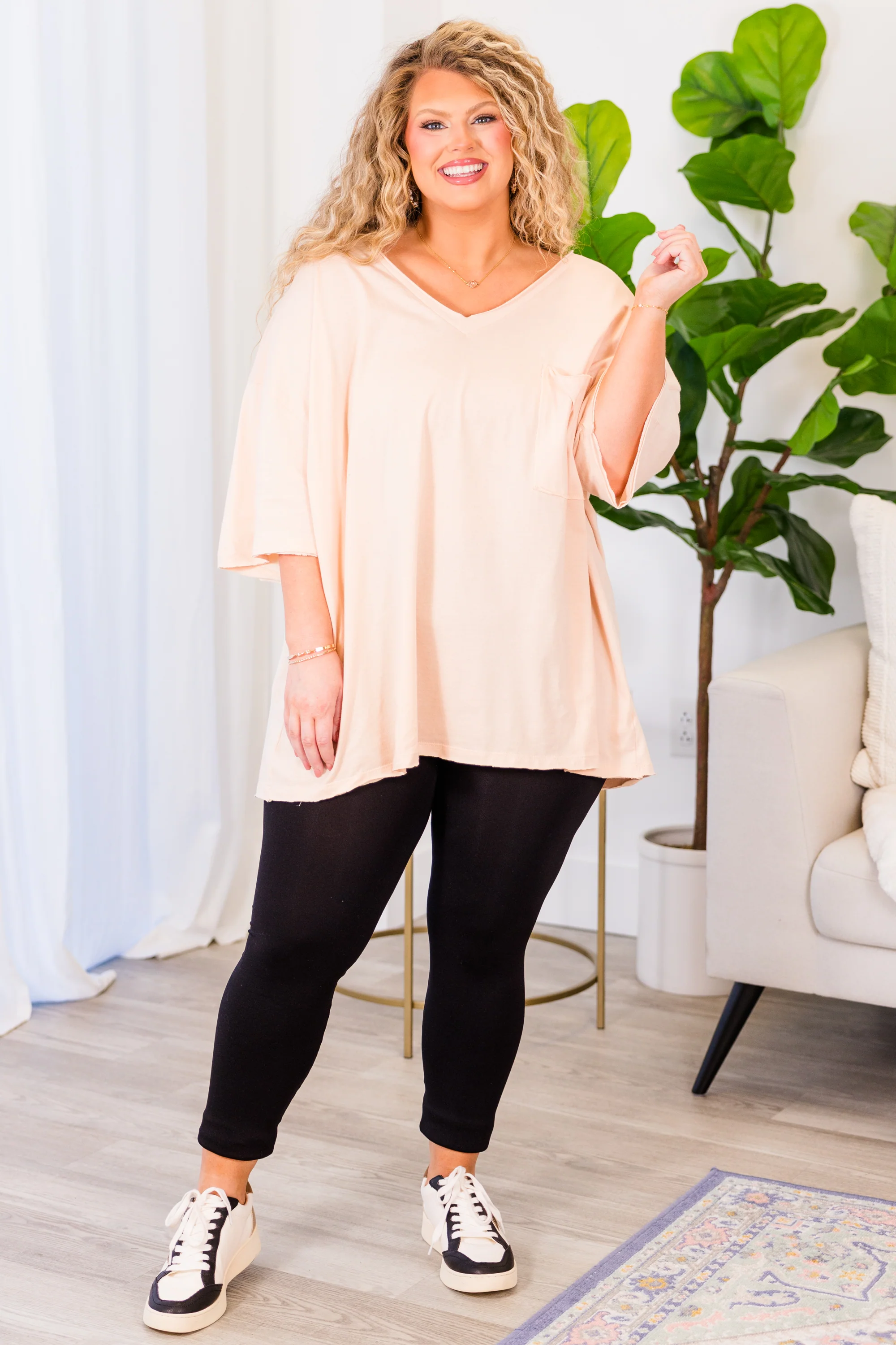 Dancing In The Mirror Top, Cream Peach - Giverhouse