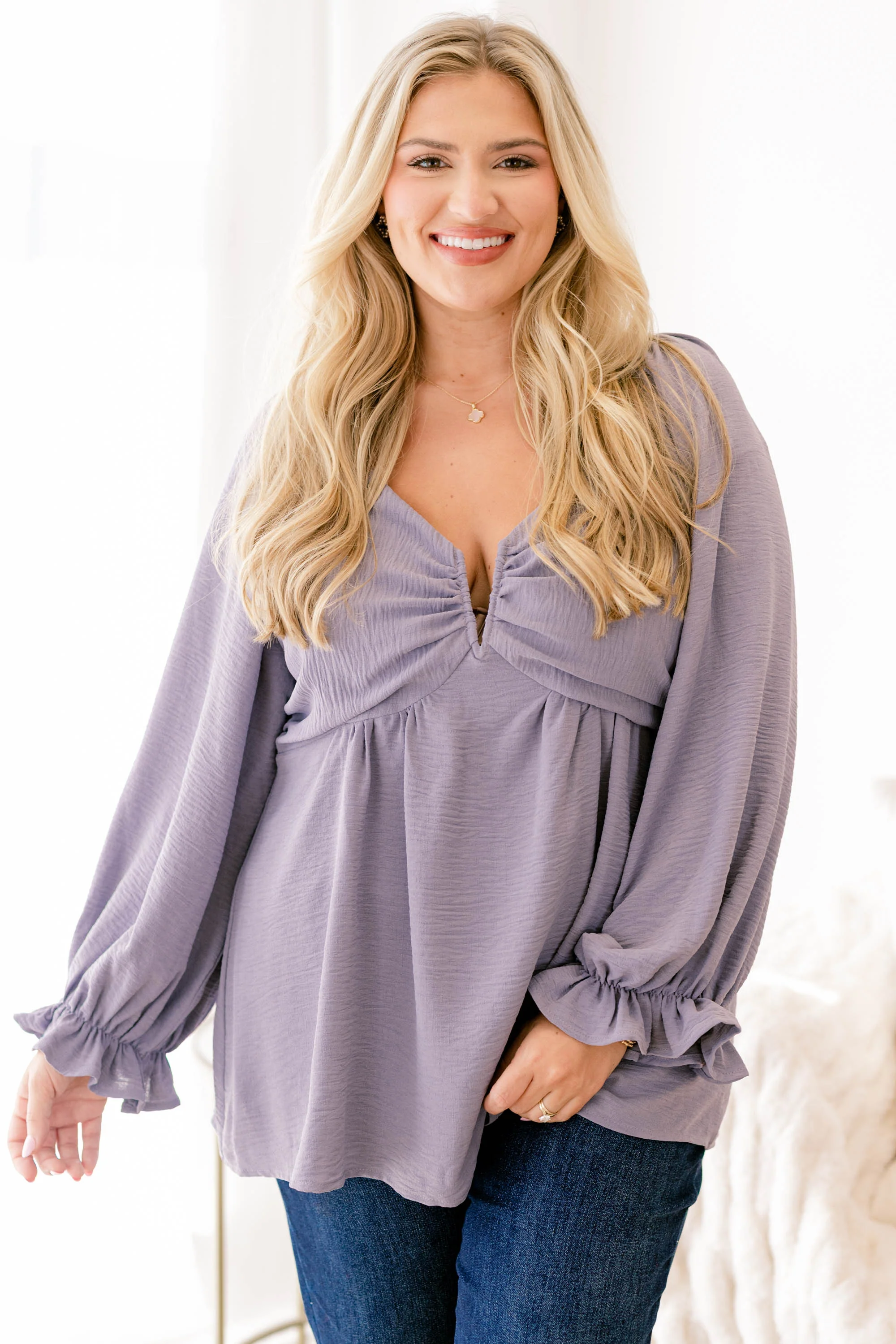 Peaceful Day Top, Dusty Blue - Giverhouse