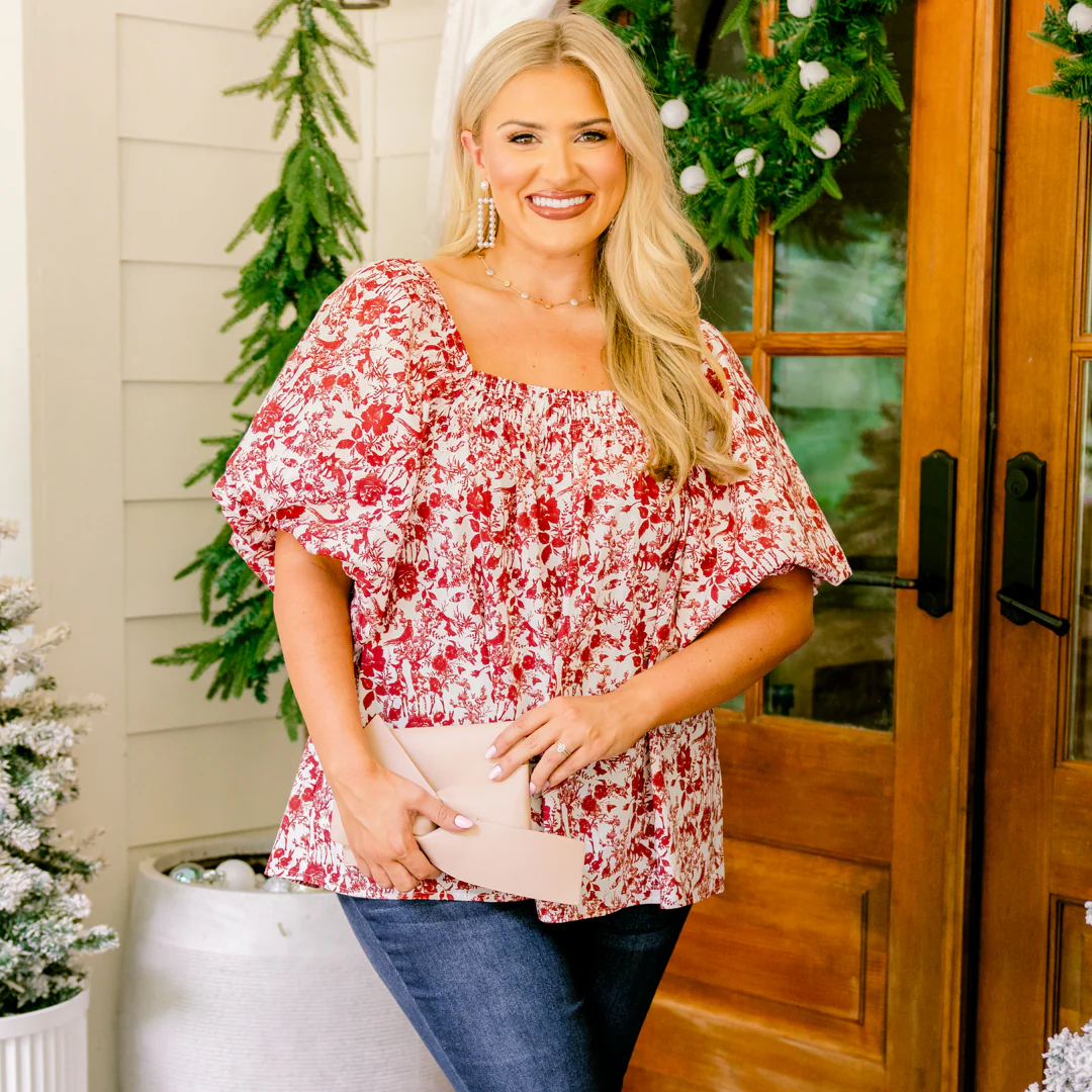 Cozy Love Top, Red Toile - Giverhouse