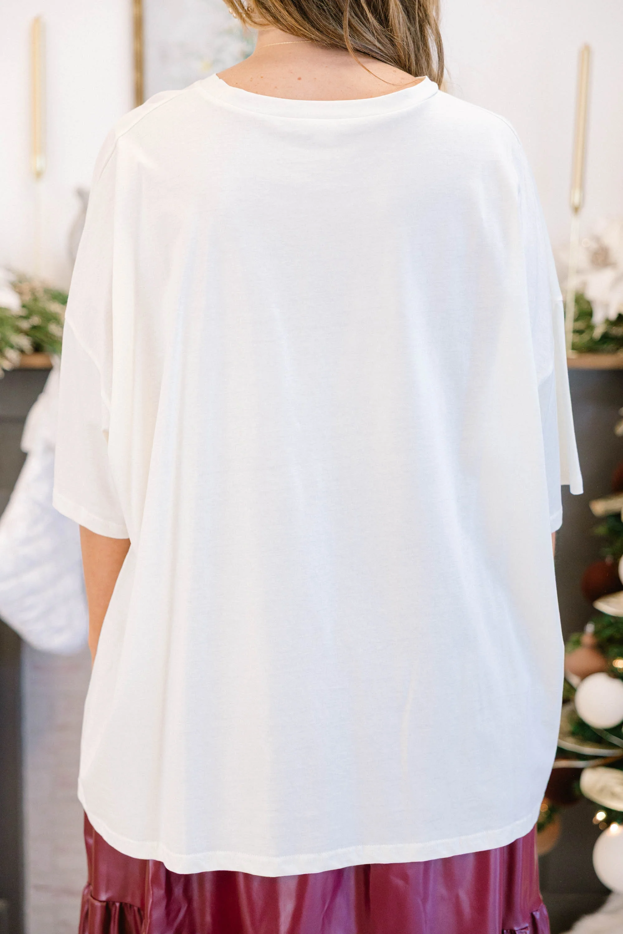 Quilted Bows Boyfriend Tee, Ivory - Giverhouse