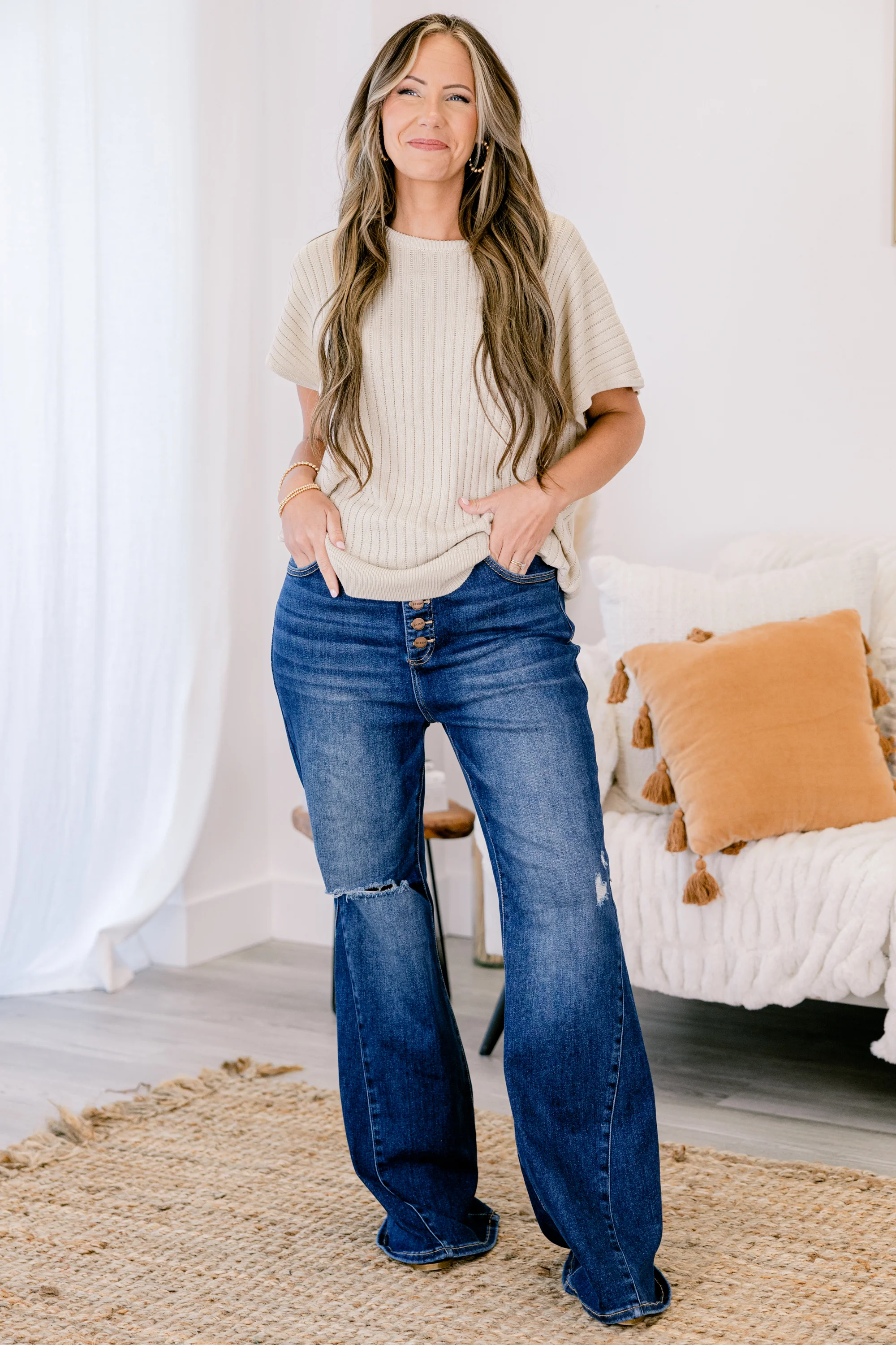 You Make Me Complete Flare Jeans, Dark Wash - Giverhouse