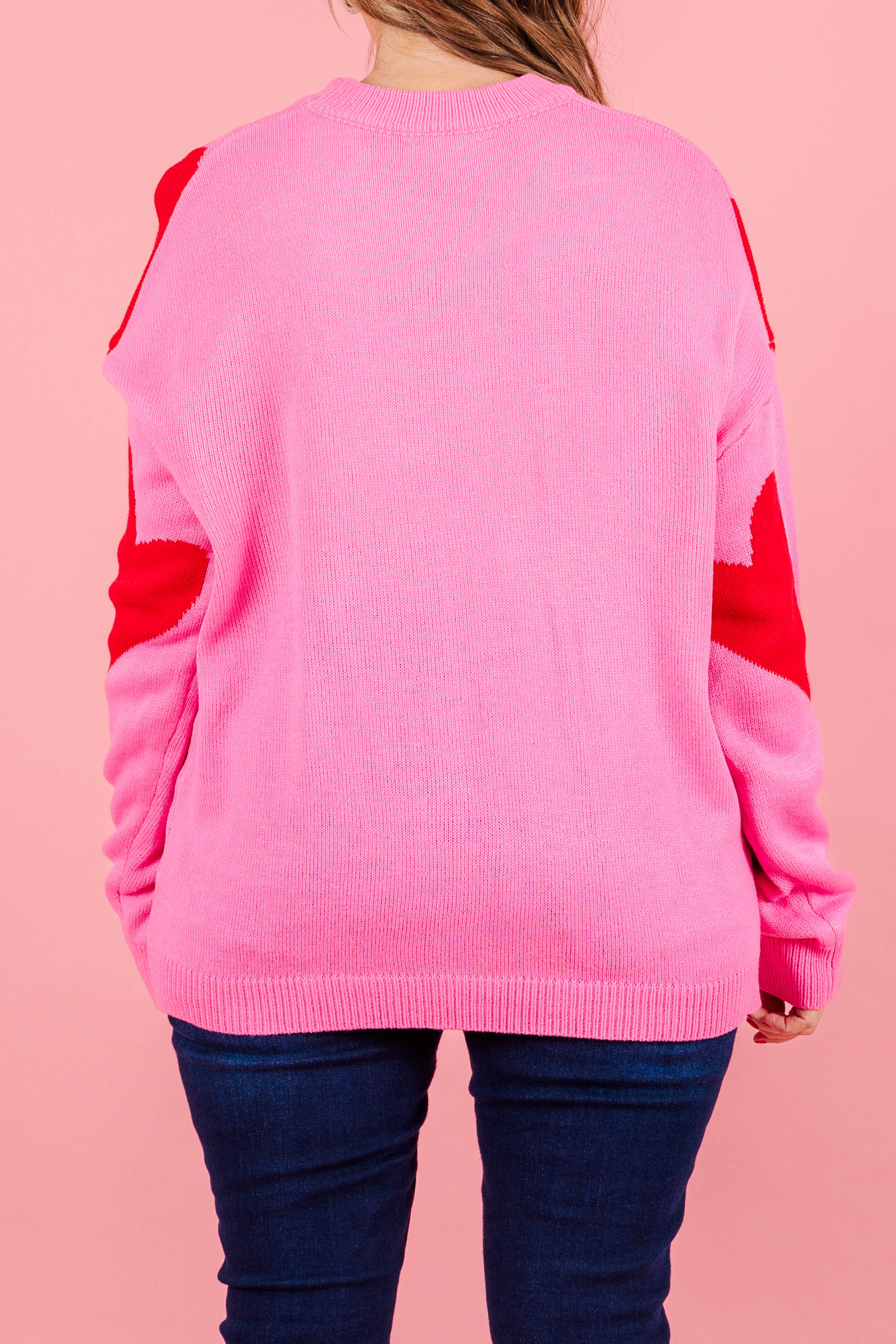 Harmonious Heart Sweater, Pink-Red - Giverhouse