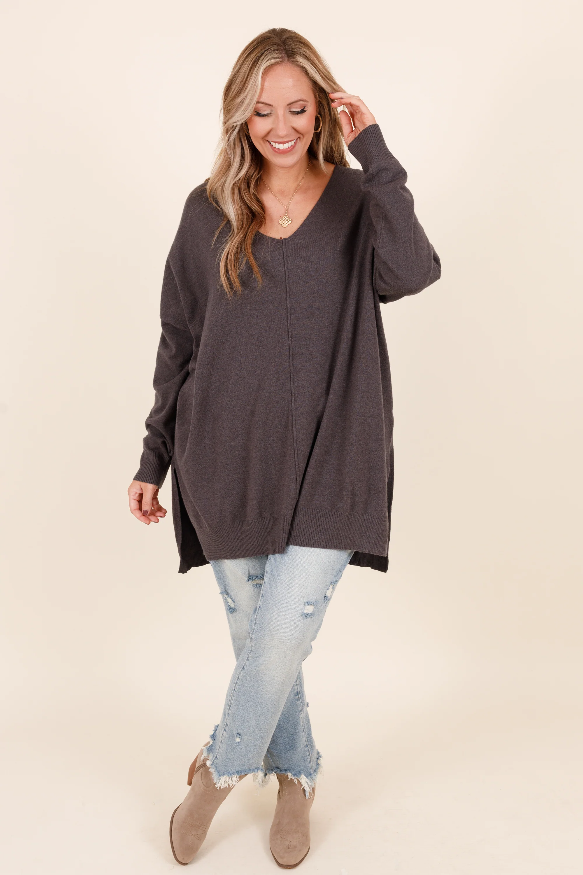 Miss Who I Was Sweater, Ash Grey - Giverhouse