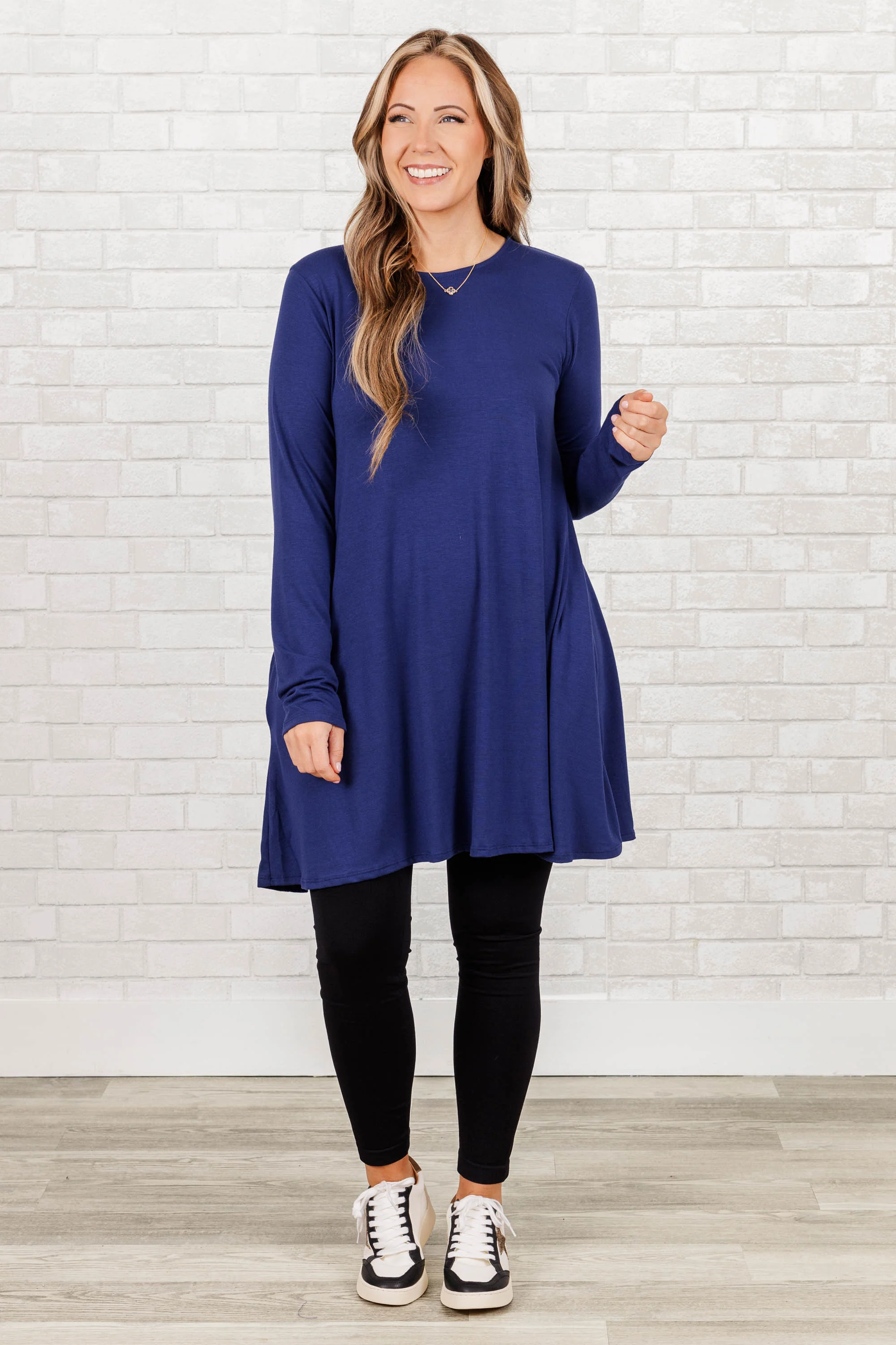 As Long As You're Here Tunic, Light Navy - Giverhouse