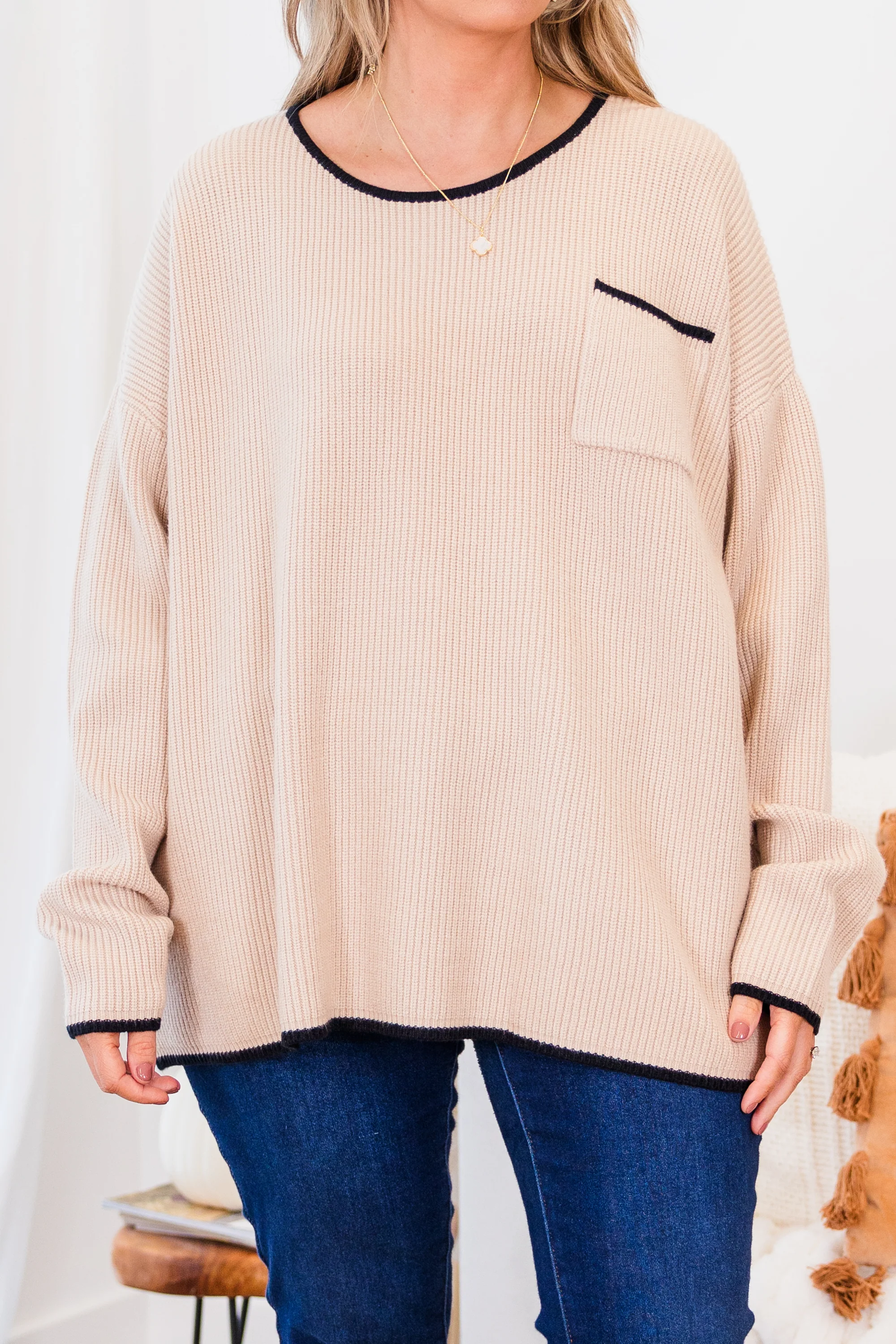 Can't Keep Going Sweater, Taupe - Giverhouse