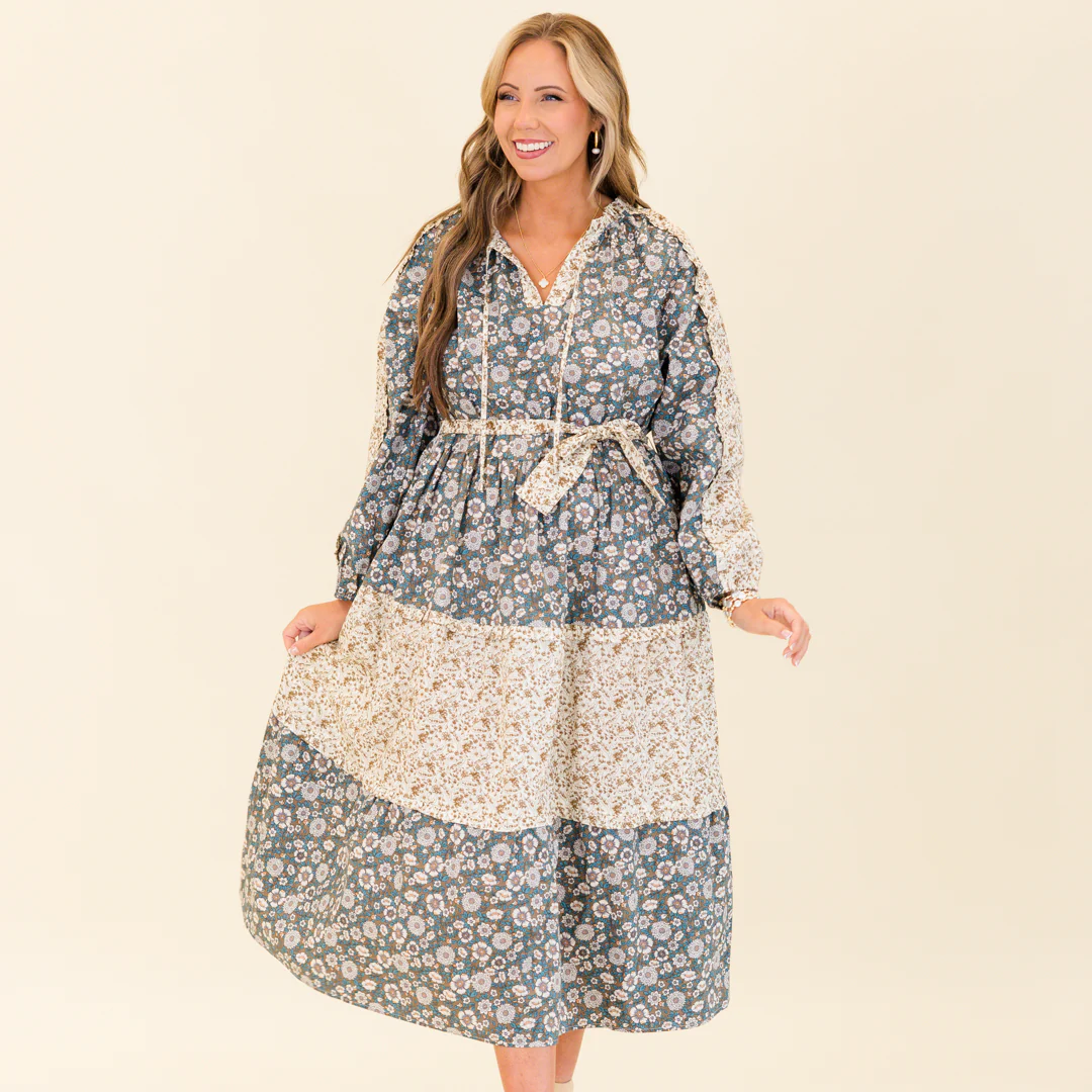 Runway With Me Maxi Dress, Olive Multi - Giverhouse