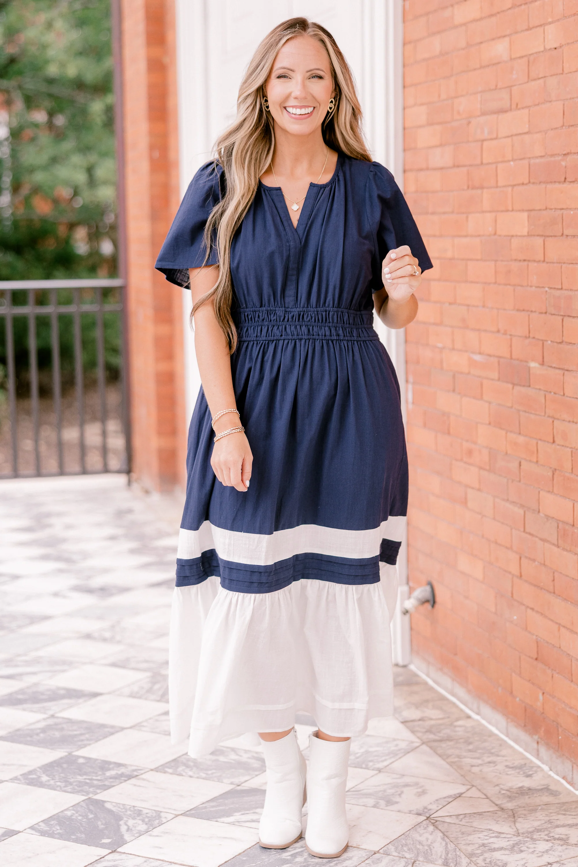 Wish Me Joy Dress, Navy - Giverhouse
