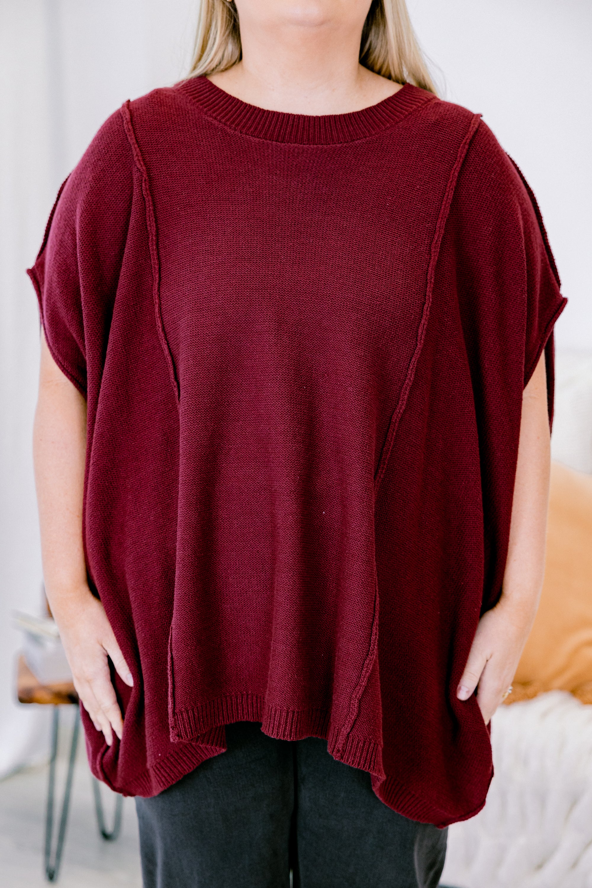 On My Way Over Sweater, Wine - Giverhouse