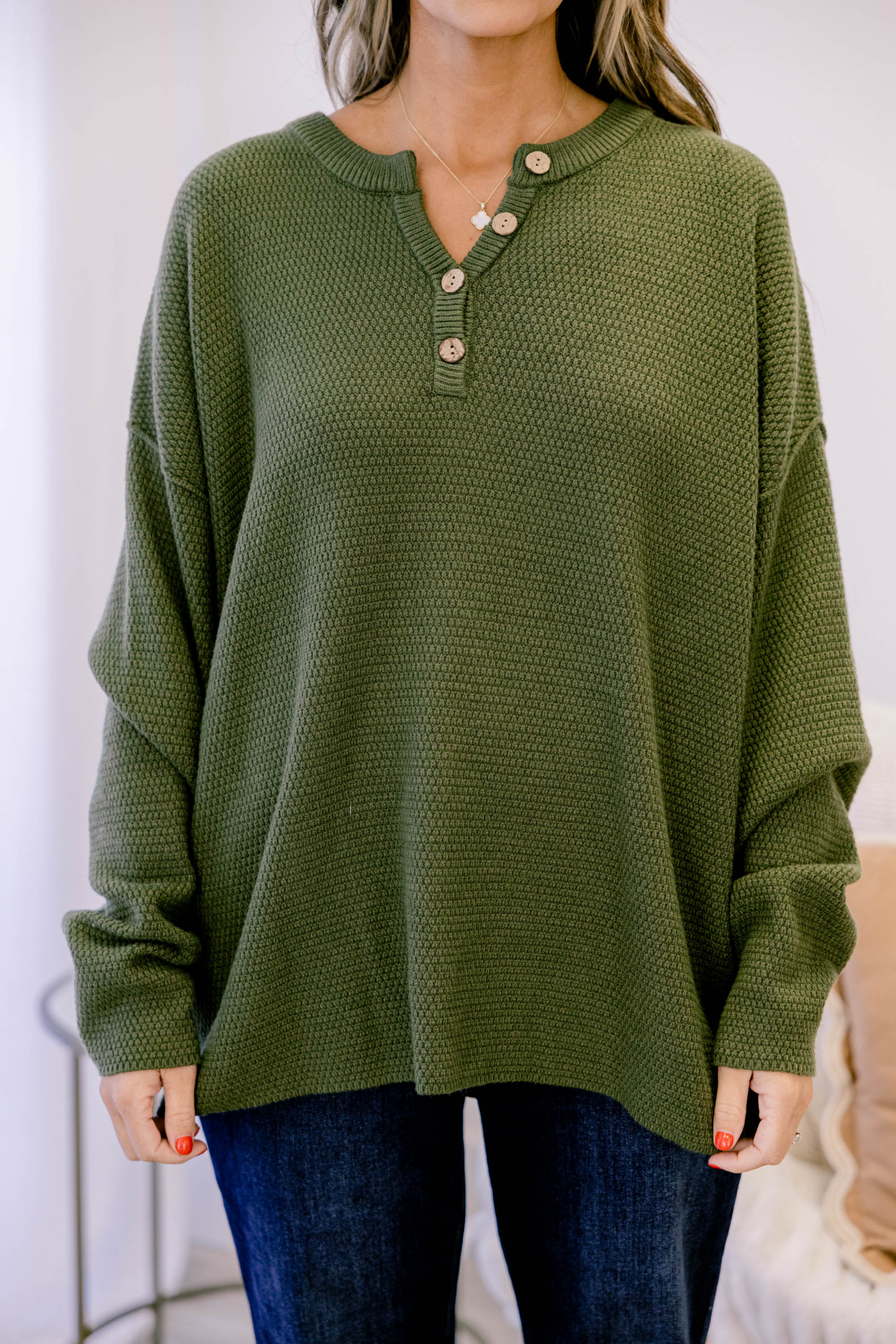 Please Take Me With You Sweater, Olive - Giverhouse