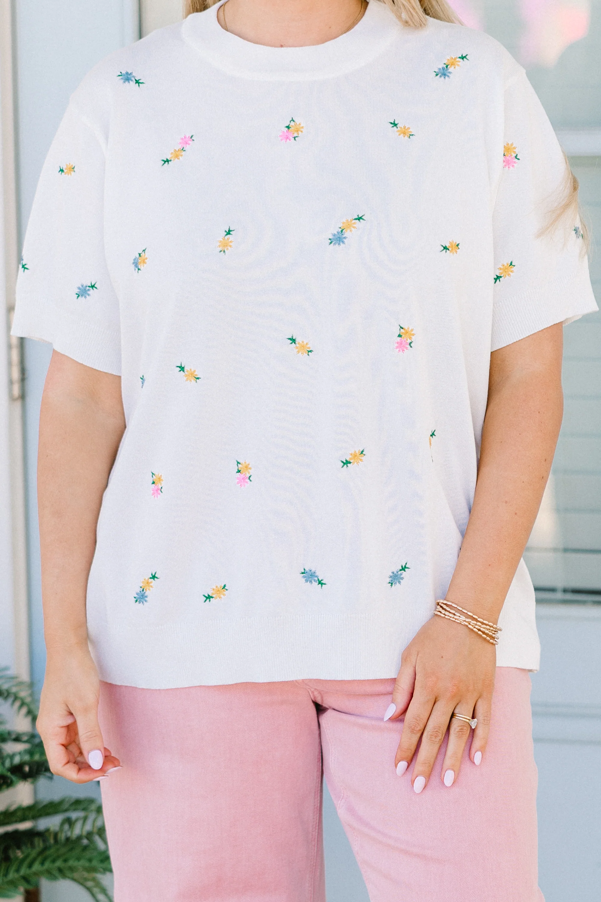 All I Want Is Spring Sweater, White - Giverhouse