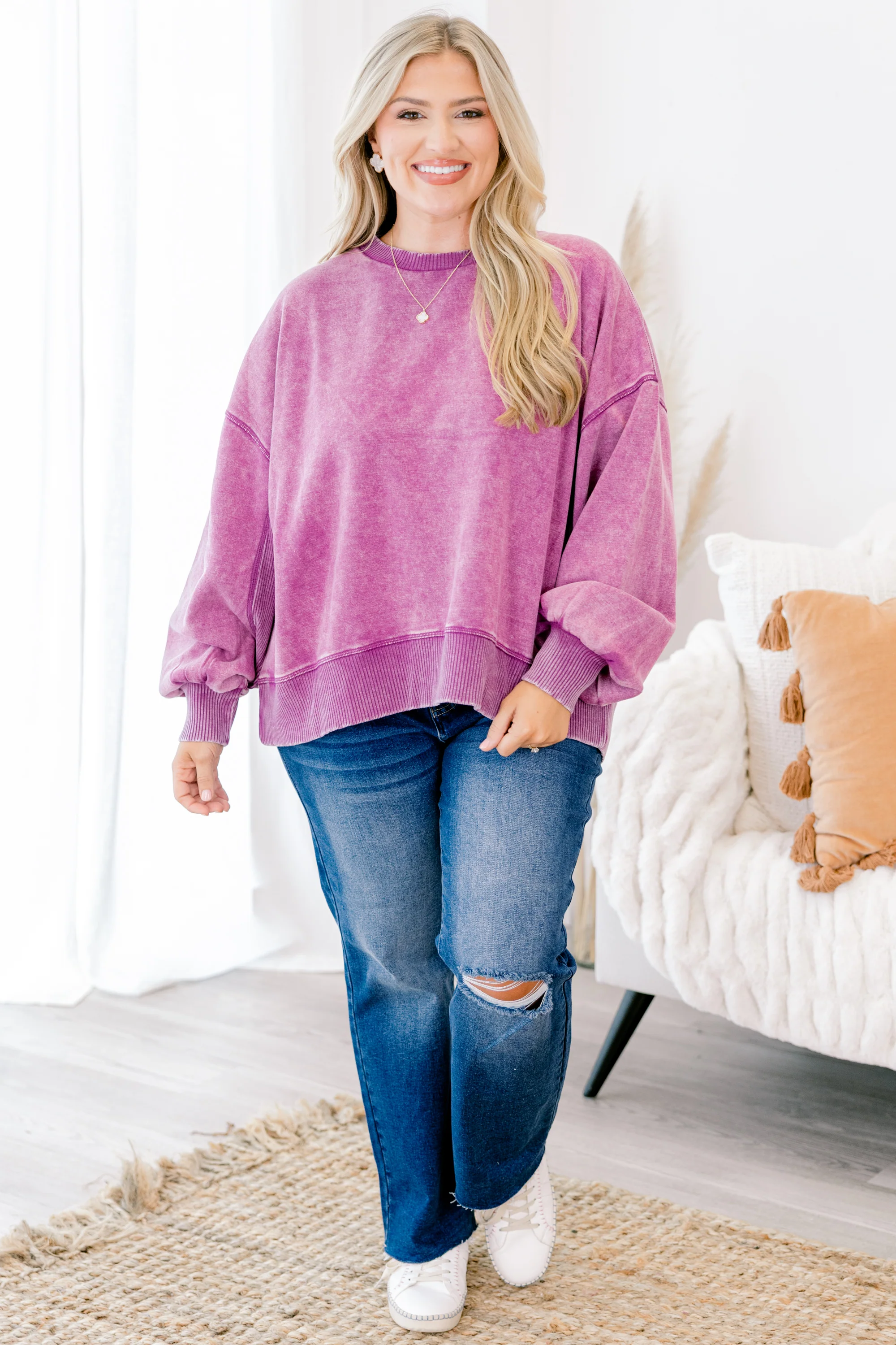 Only Getting Started Pullover, Light Plum - Giverhouse
