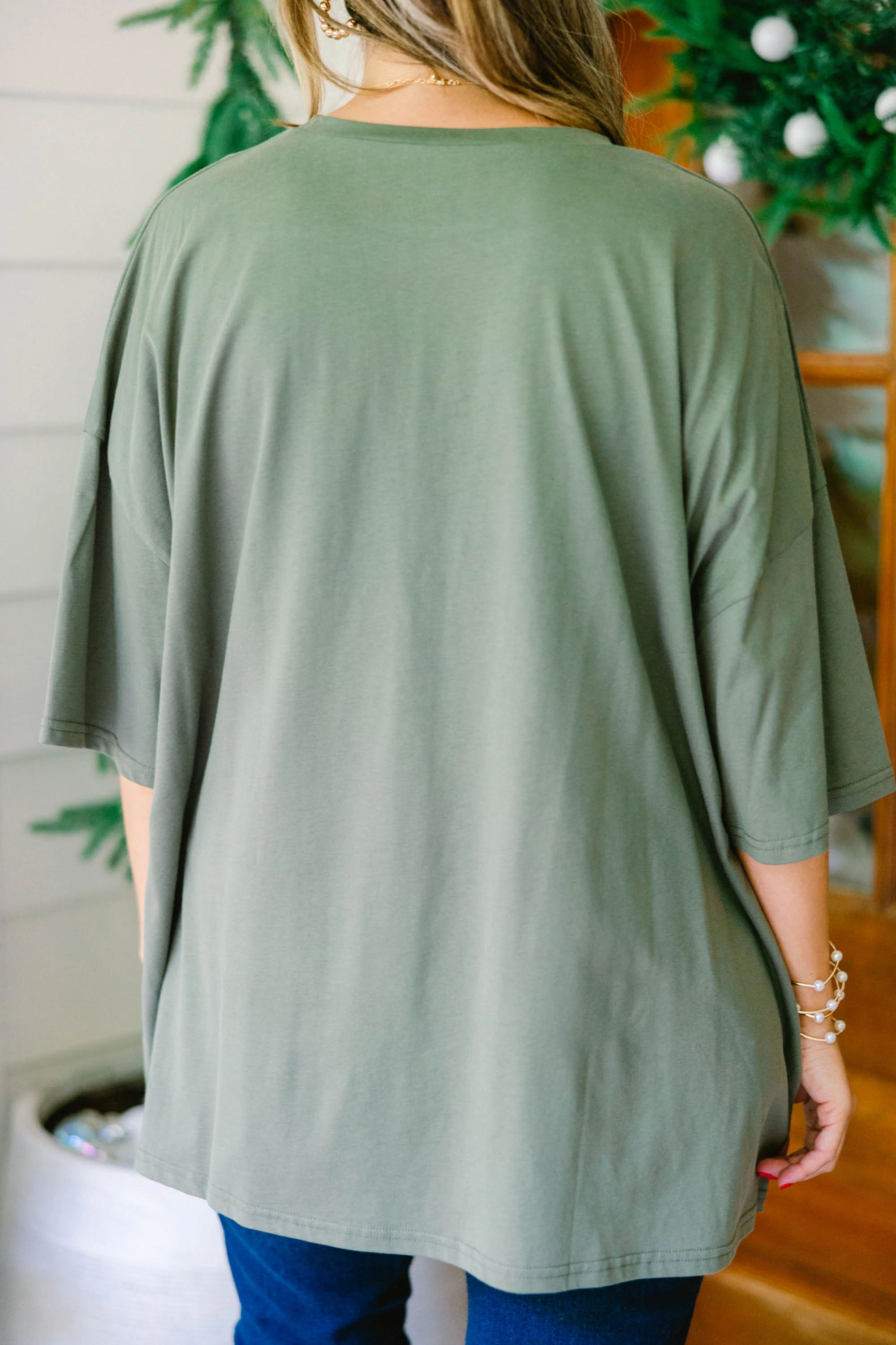 Festive and Merry Boyfriend Tee, Moss - Giverhouse