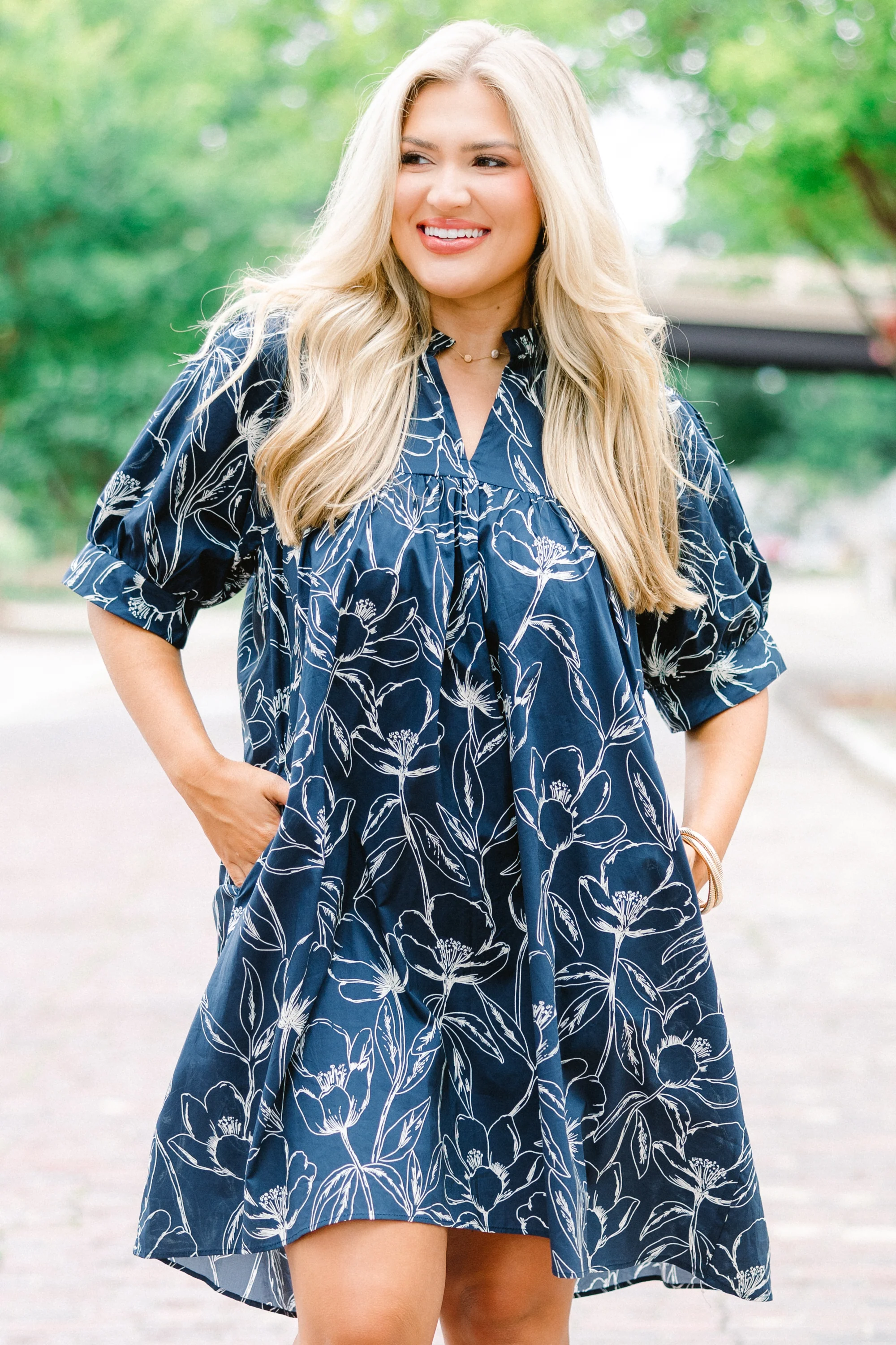Make My Night Dress, Navy Floral - Giverhouse