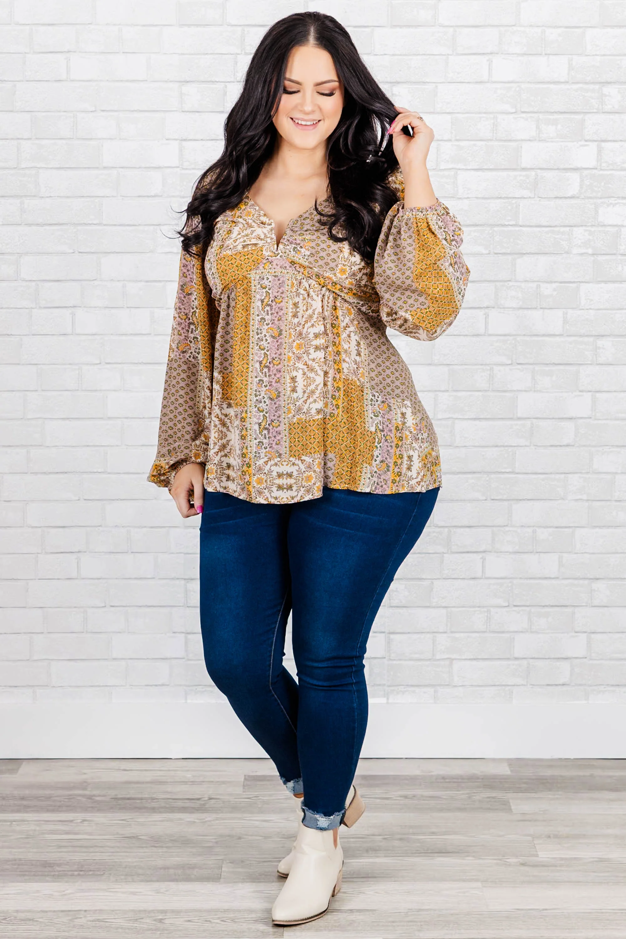 Buy Myself Flowers Blouse, Beige - Giverhouse