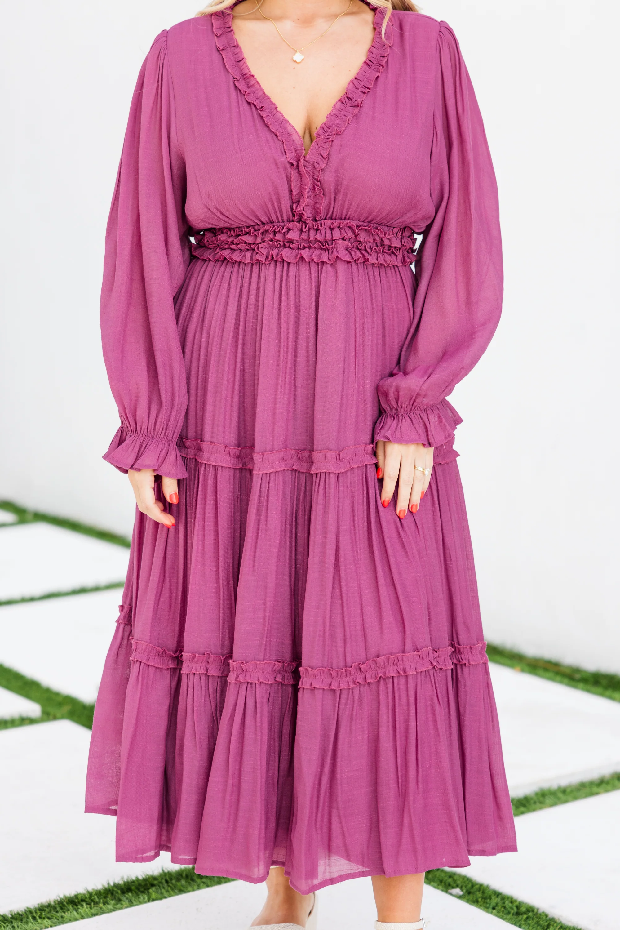Vivid Palms Dress, Plum - Giverhouse