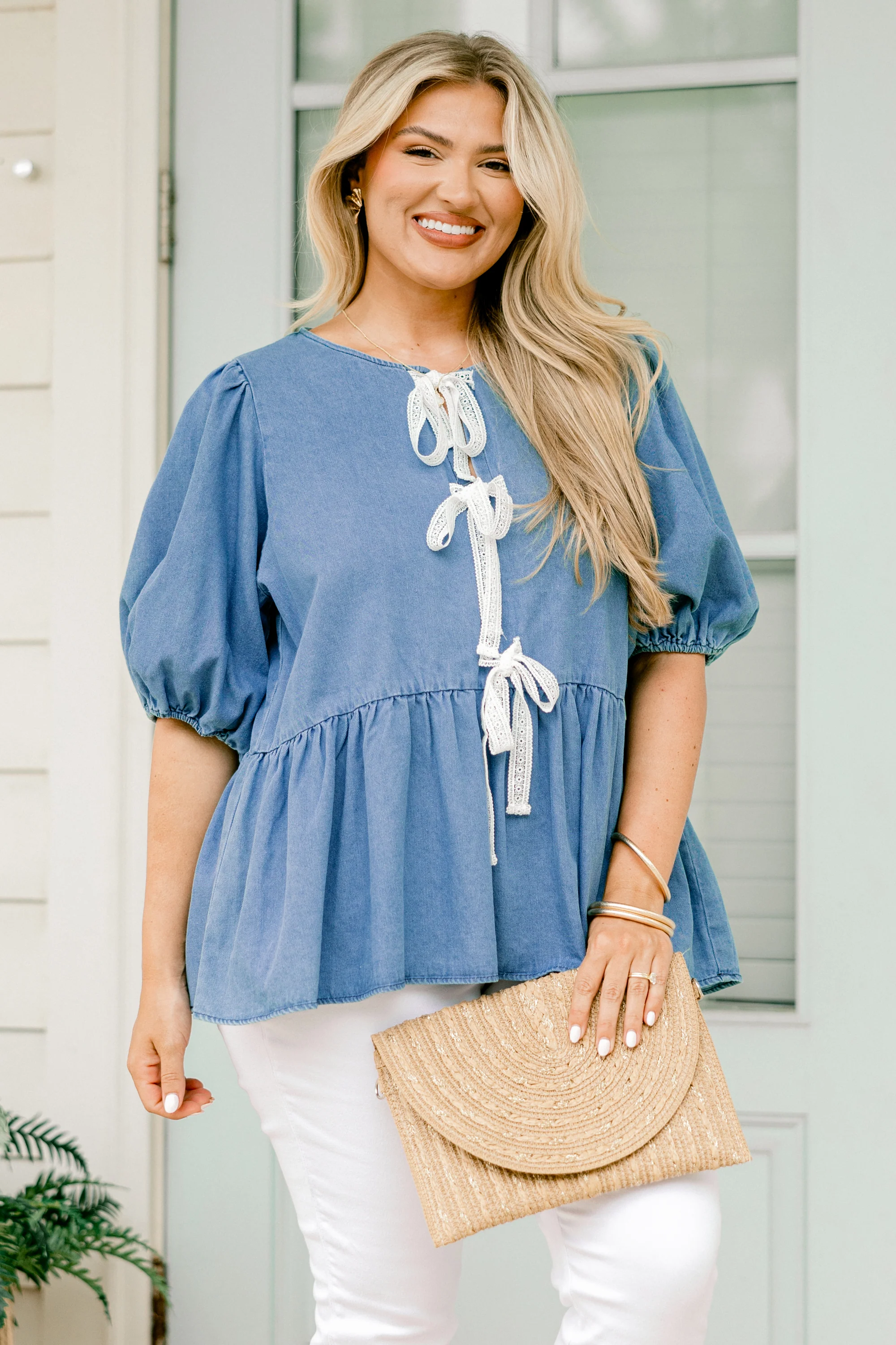 Take It Easy Now Top, Chambray - Giverhouse