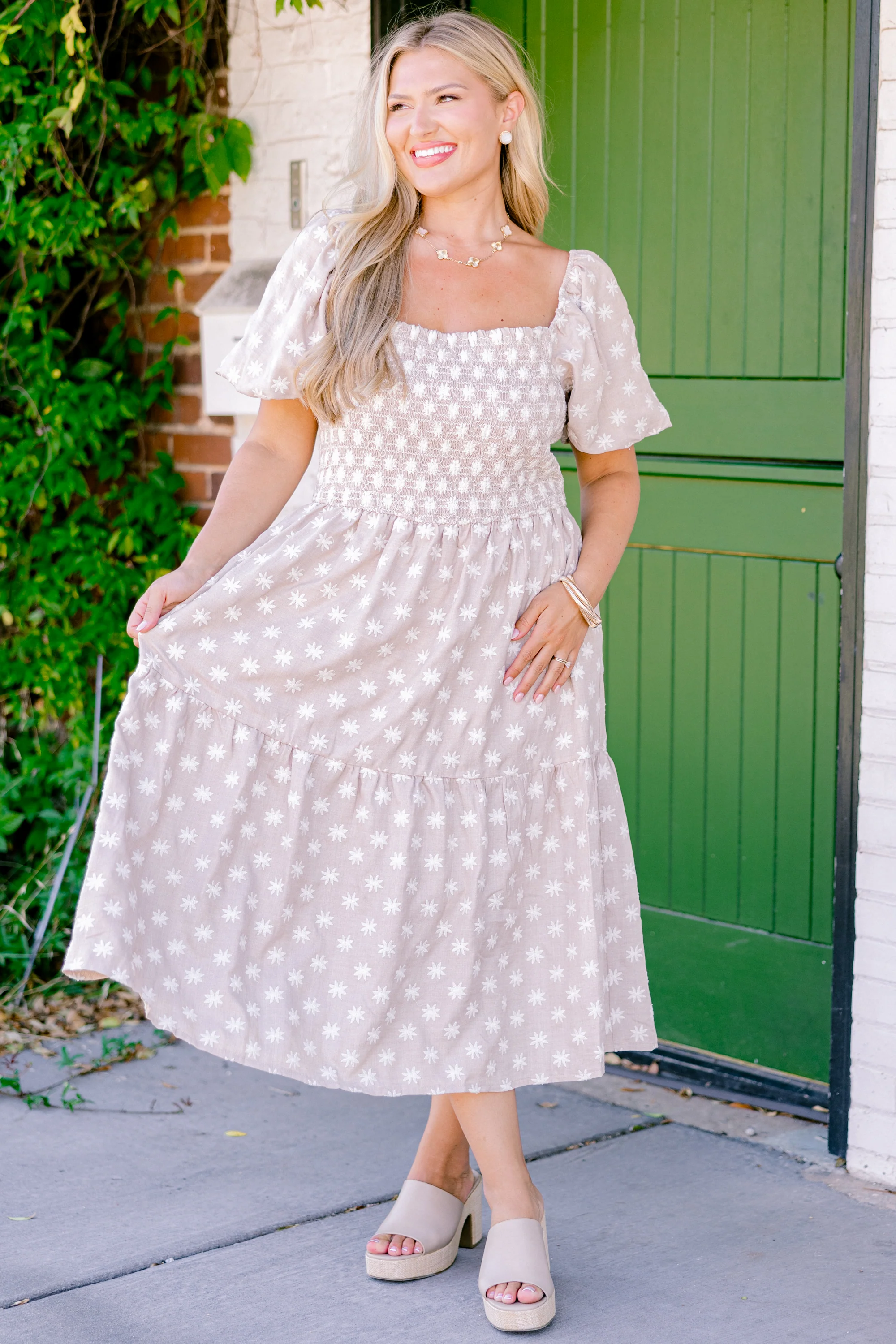 Feeling Grateful Midi Dress, Taupe - Giverhouse