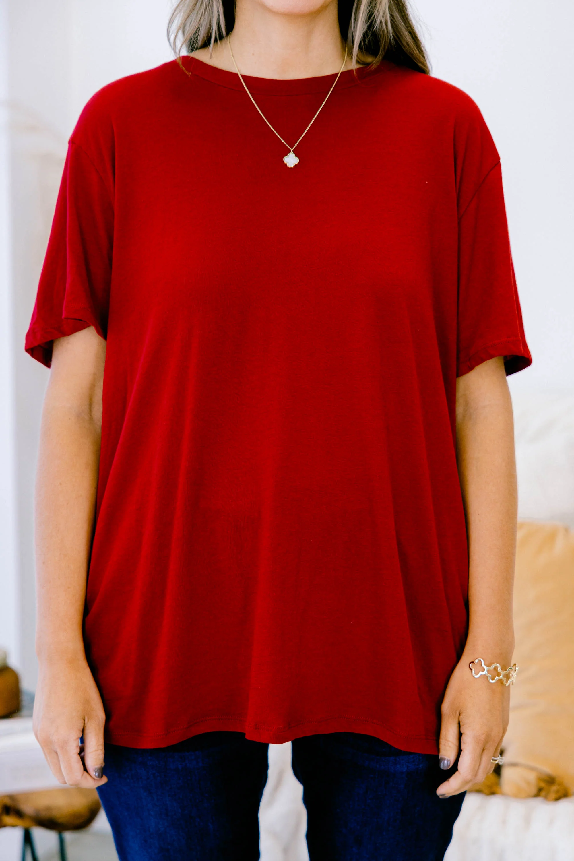 String Of Luck Tee, Burgundy - Giverhouse