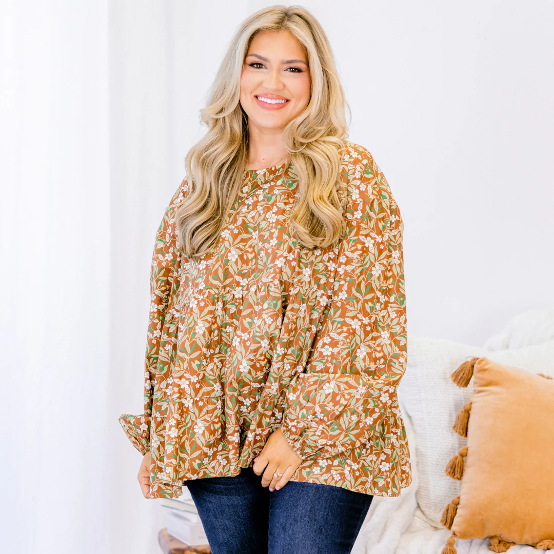 Anytime Now Top, Brown - Giverhouse