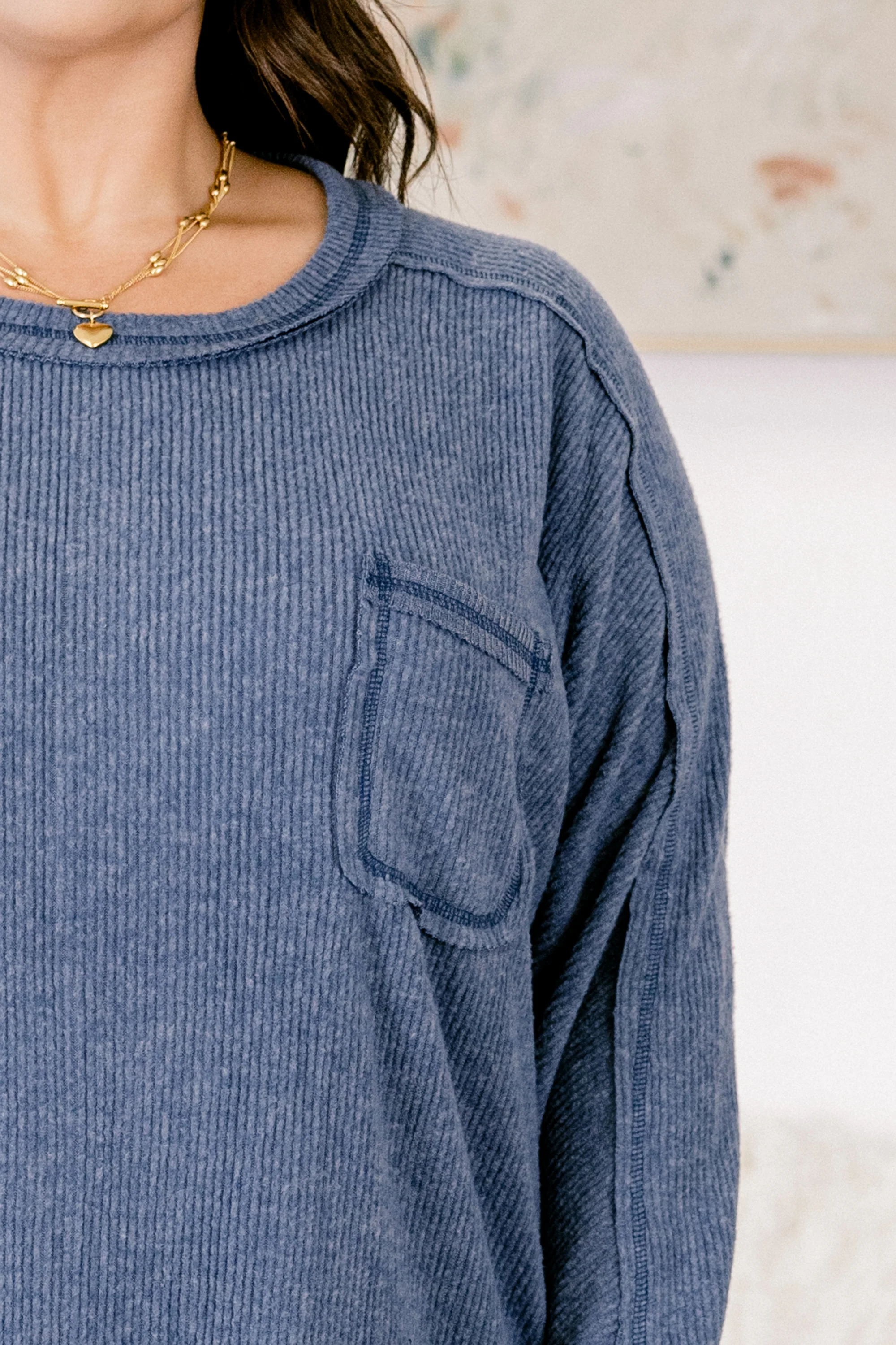 Just Move Along Top, Dusty Blue - Giverhouse