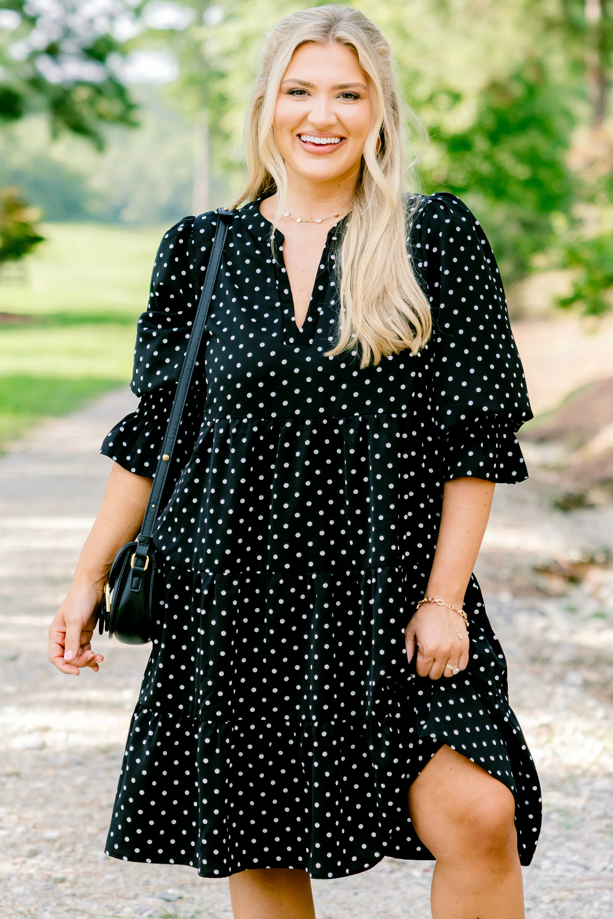 What You Know Dress, Black Polka Dot - Giverhouse