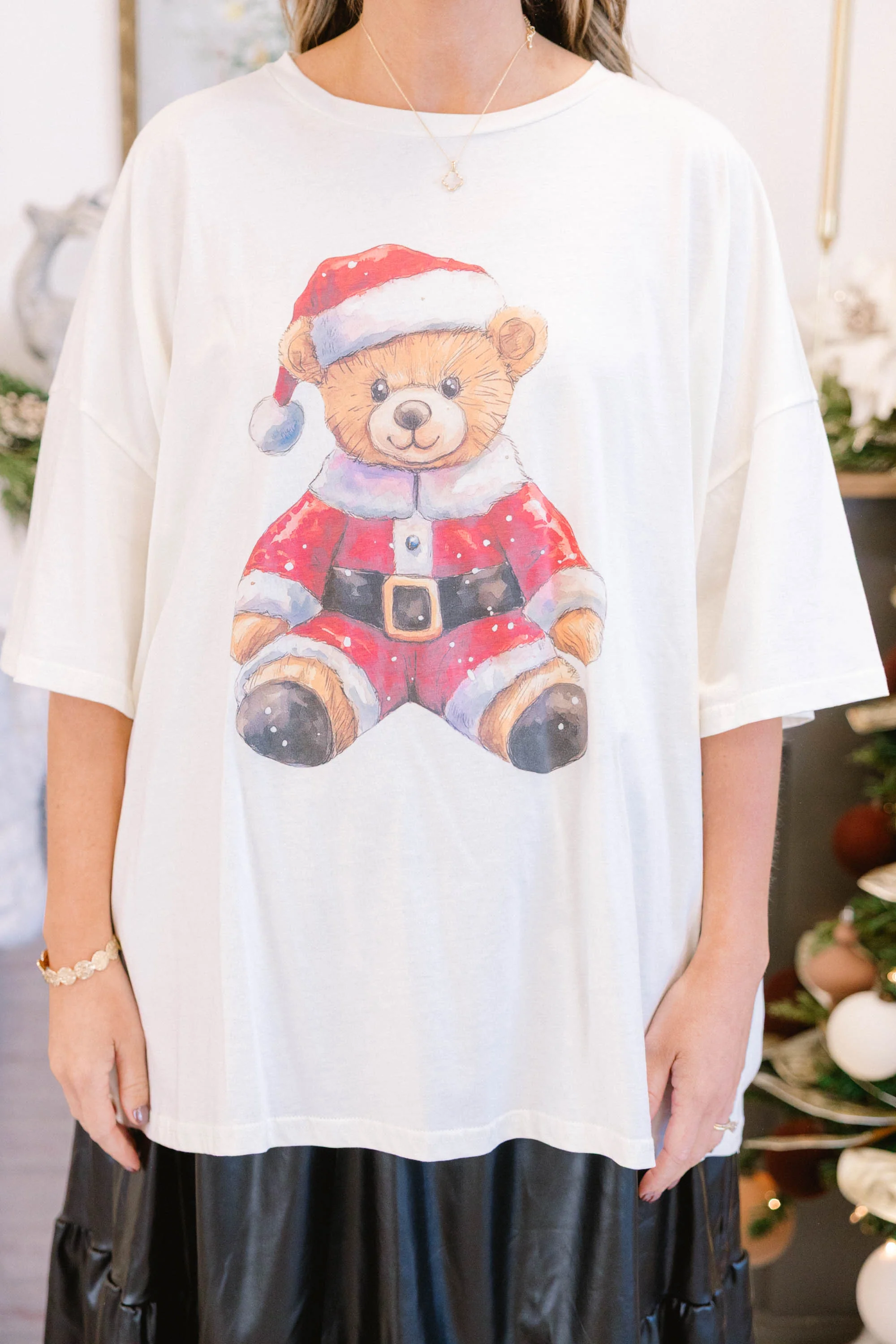 Beary Merry Christmas Boyfriend Tee, Ivory - Giverhouse
