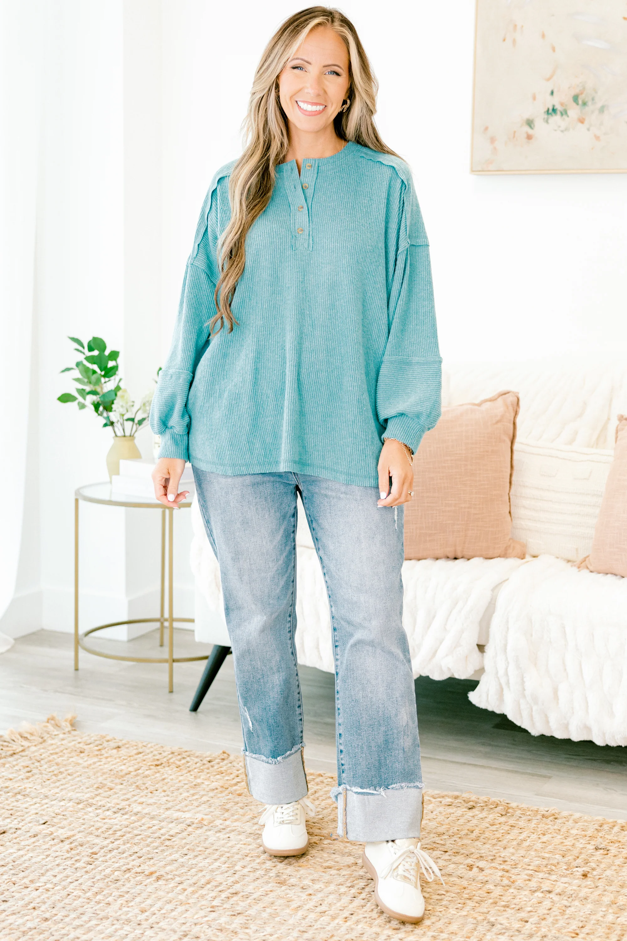 Chill Days Sweater, Dusty Teal - Giverhouse