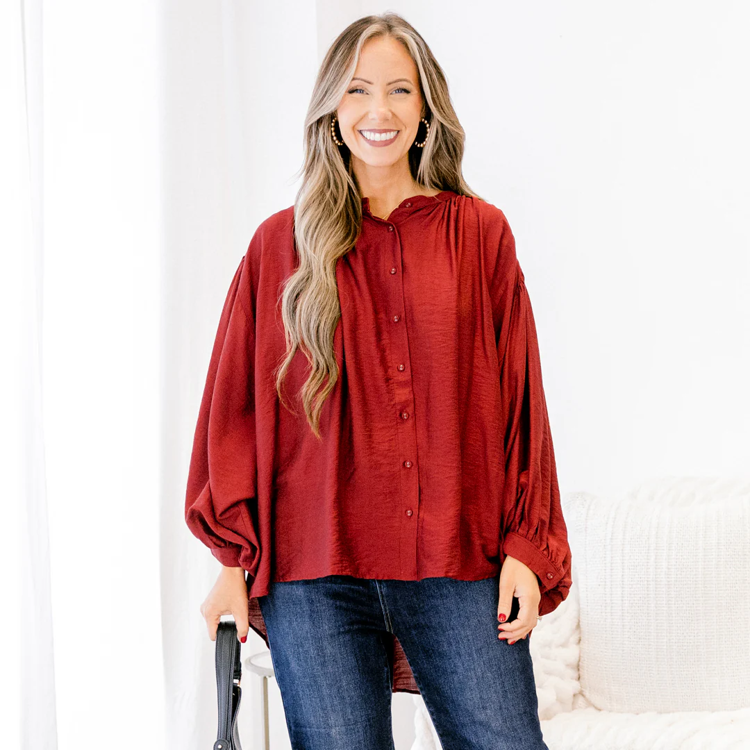Away From It All Tunic, Burgundy - Giverhouse