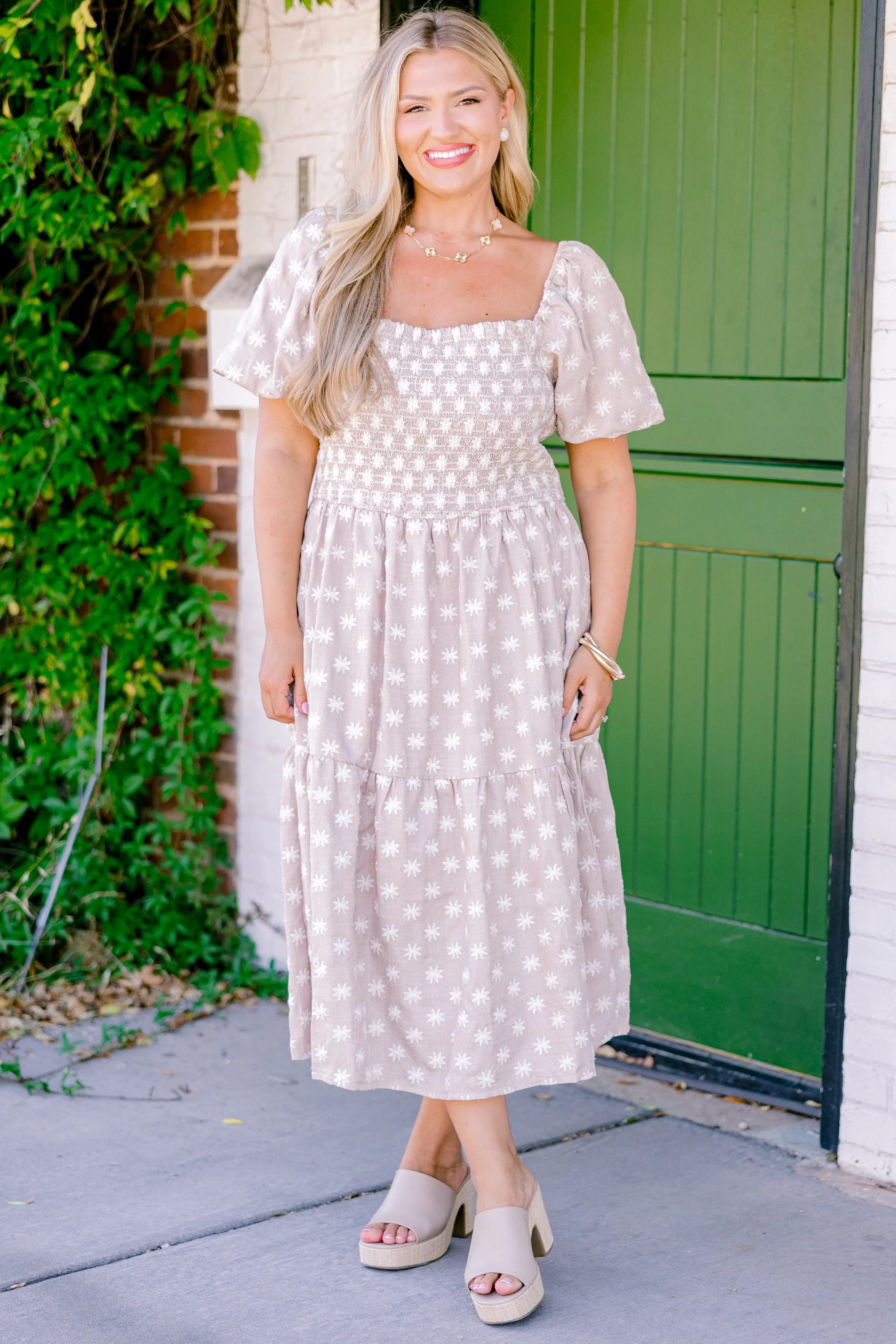 Feeling Grateful Midi Dress, Taupe - Giverhouse