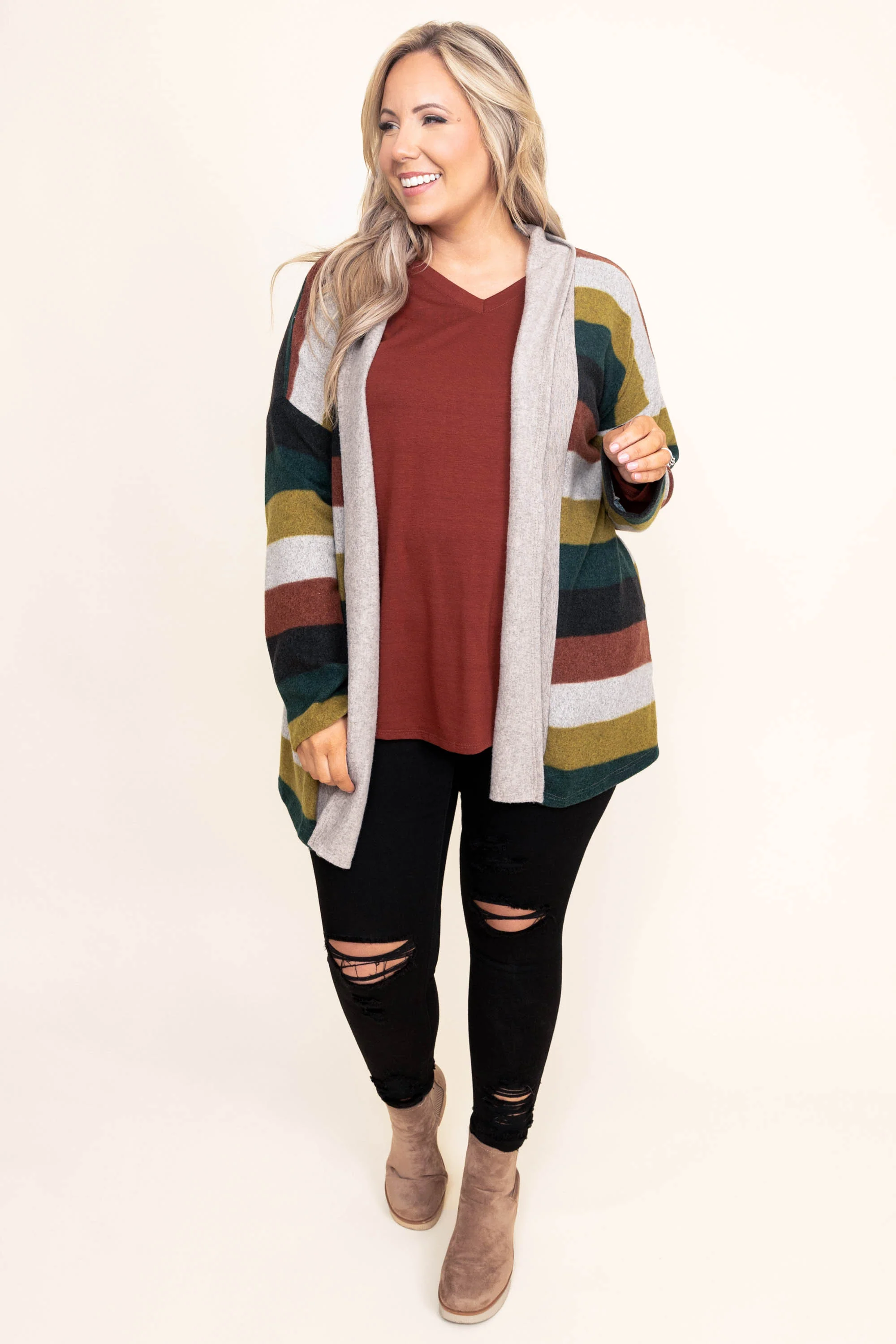 Slowing Down Cardigan, Olive - Giverhouse