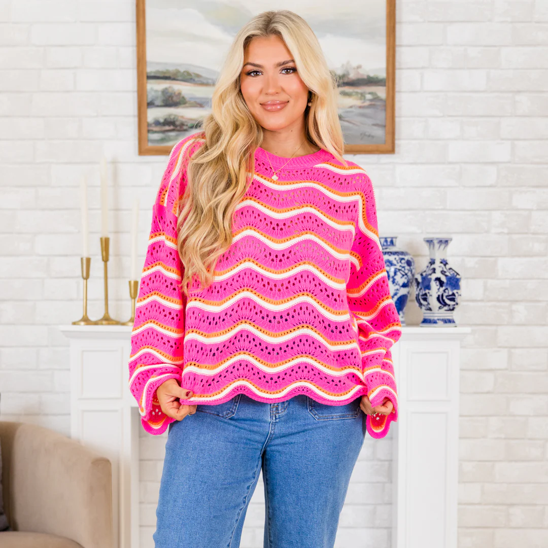 Wavy Comfort Sweater, Pink - Giverhouse