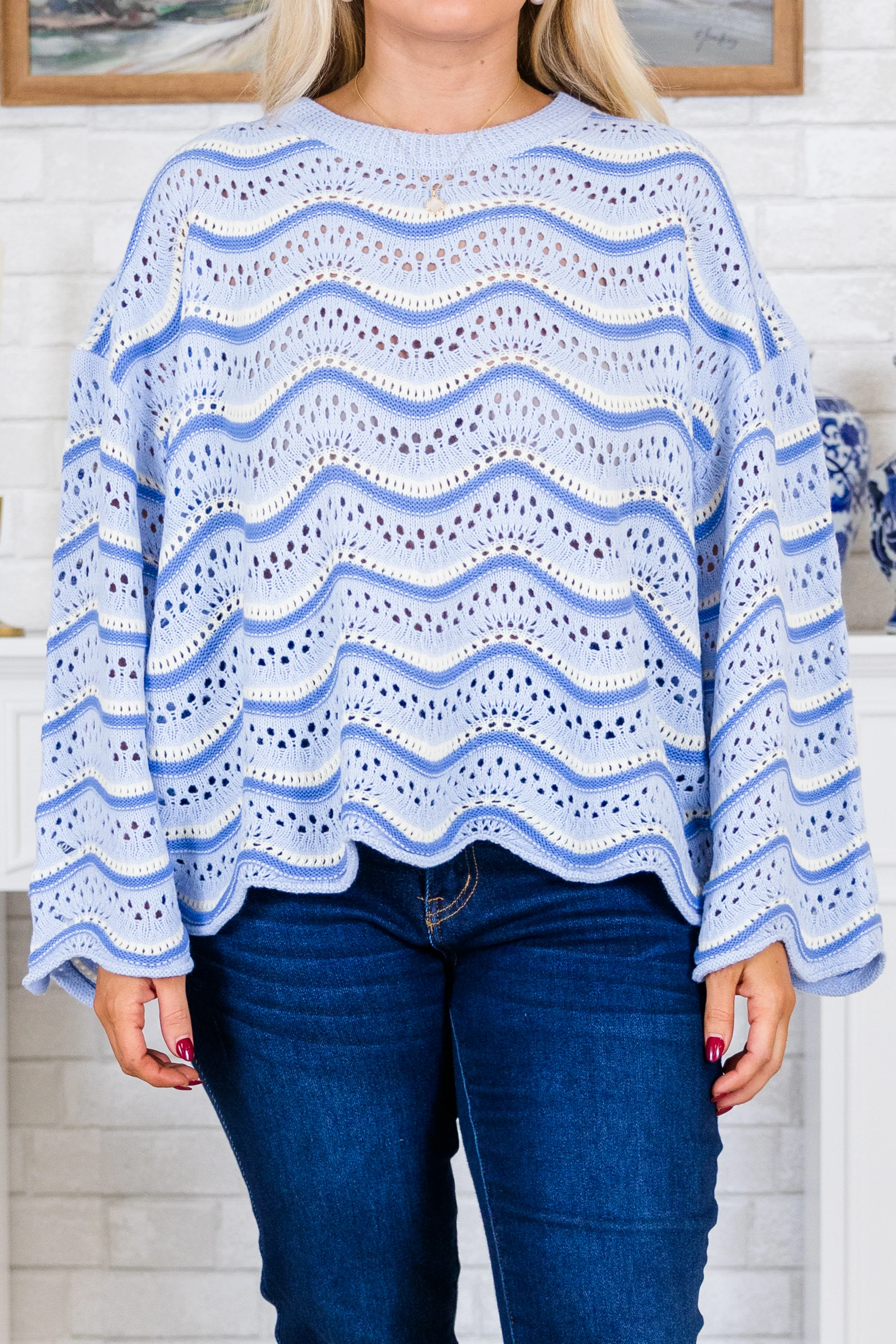 Wavy Comfort Sweater, Blue - Giverhouse