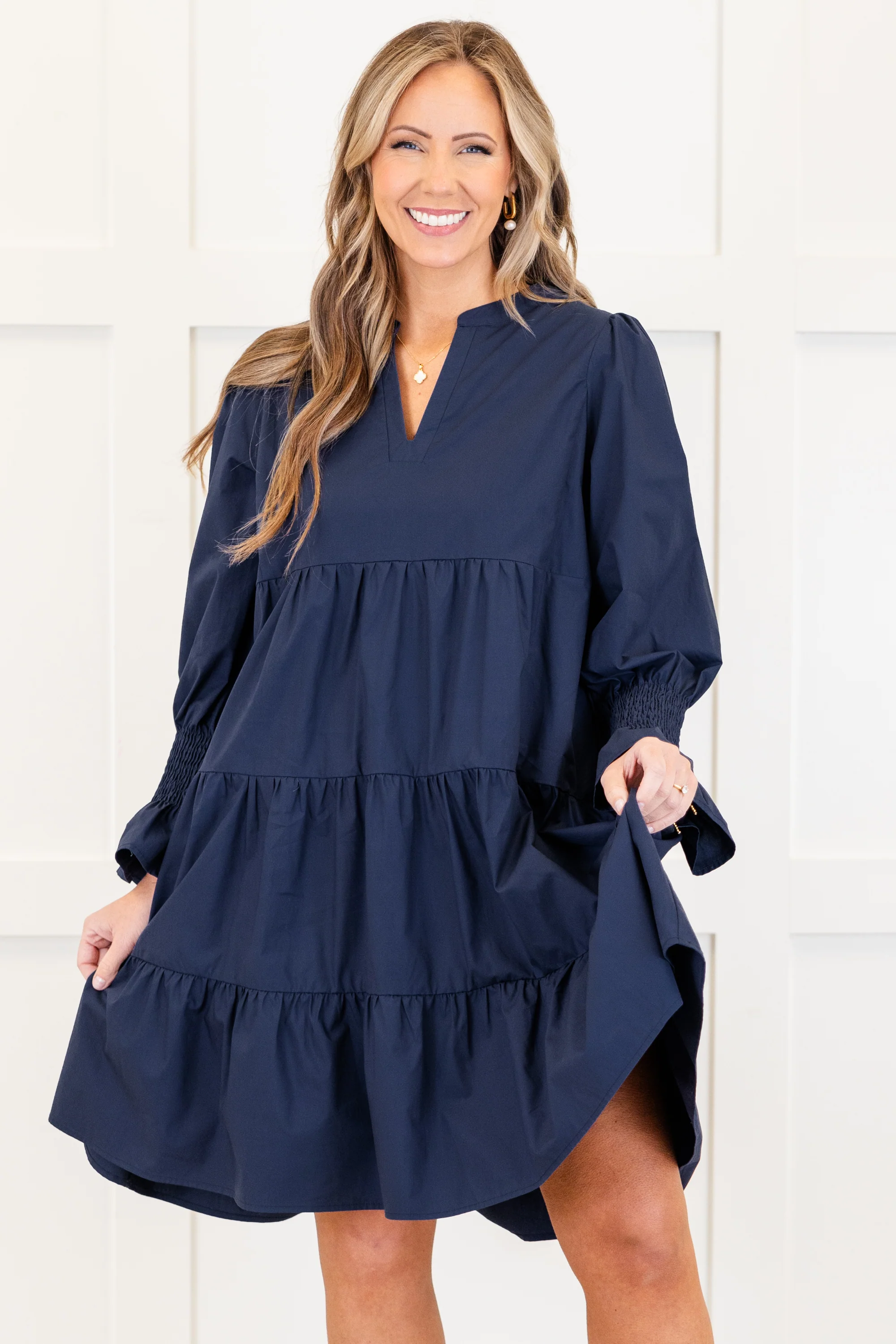 What You Know Dress, Navy - Giverhouse