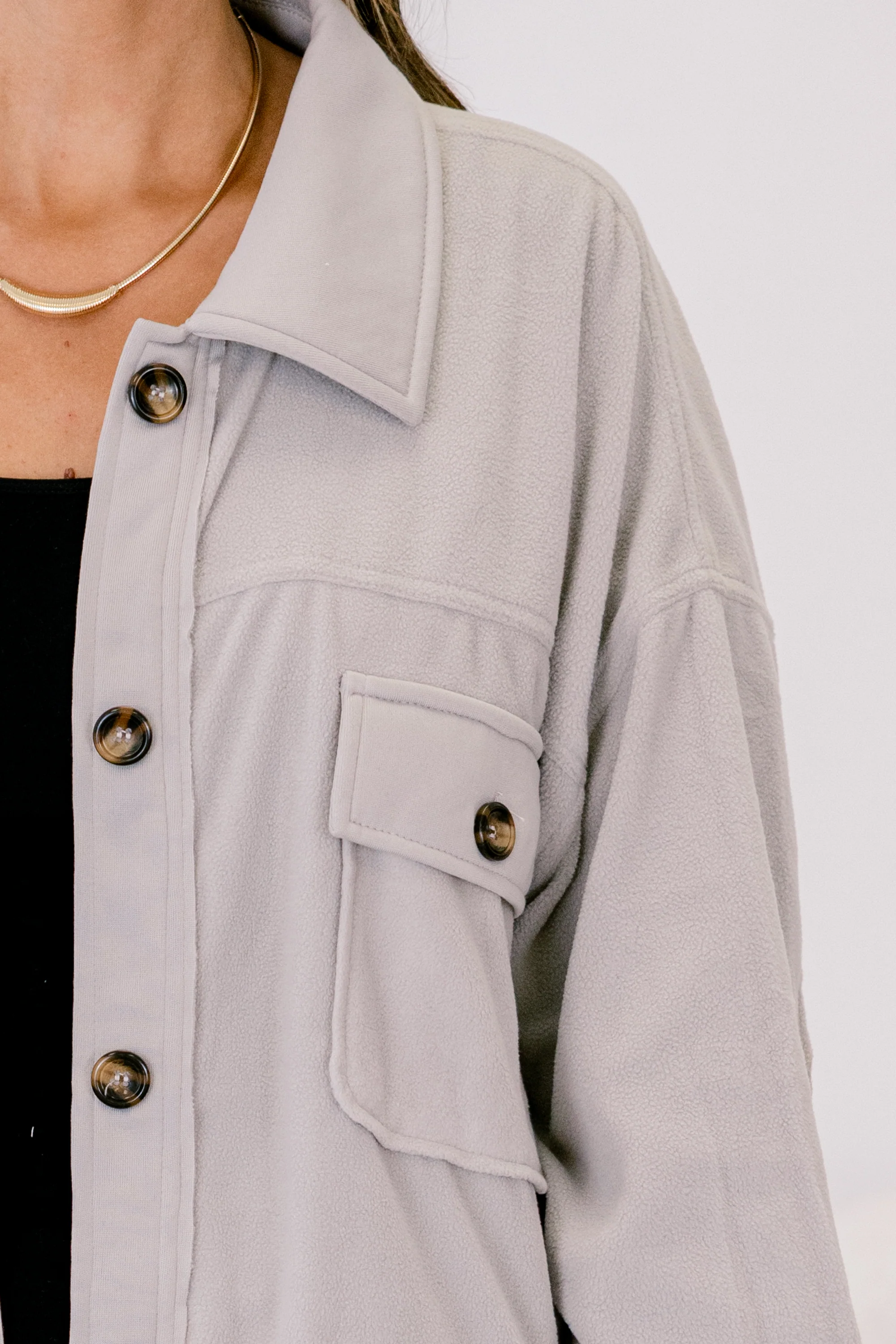 Hot Girl Shacket, Light Grey - Giverhouse