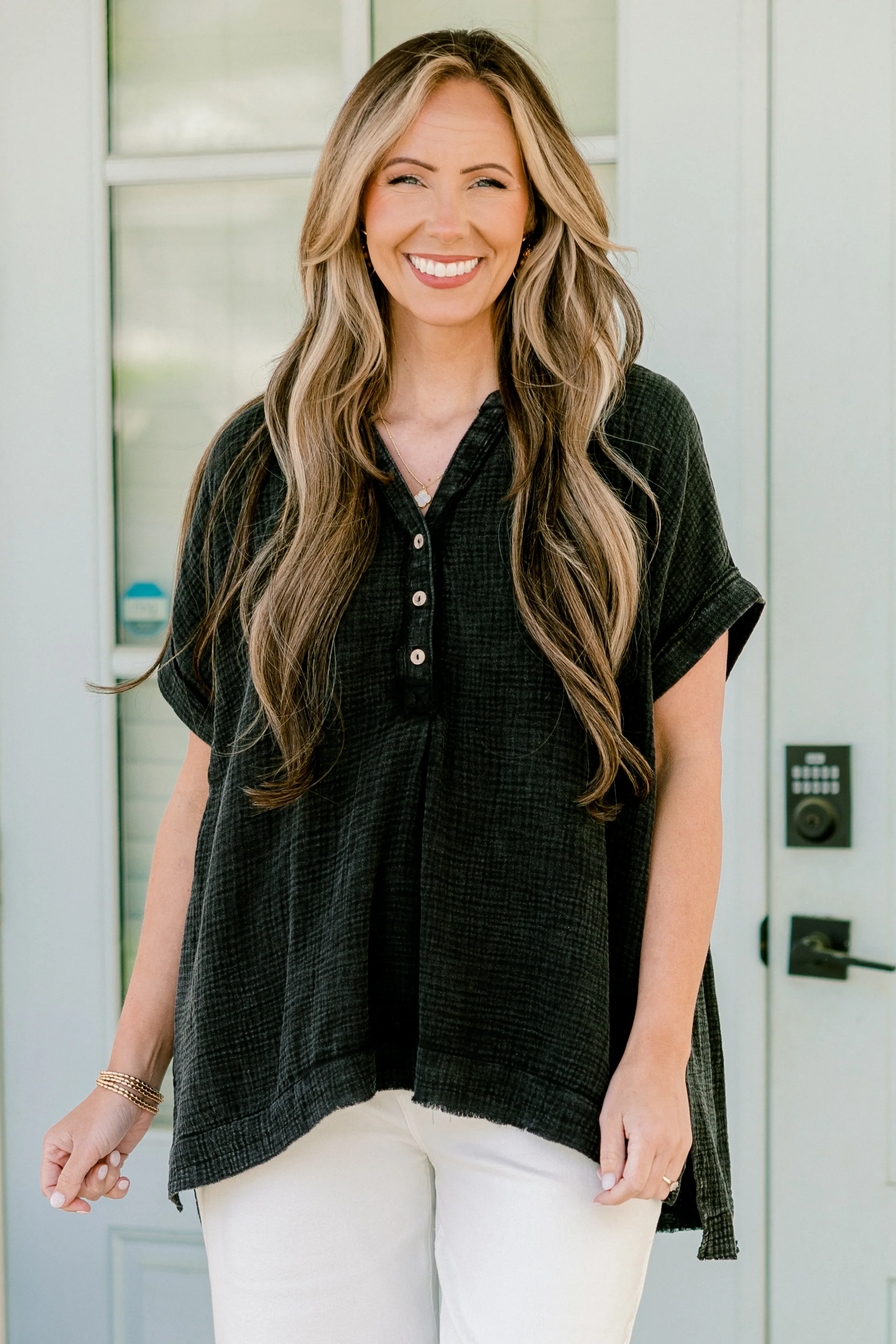 Cute And Carefree Top, Ash Black - Giverhouse