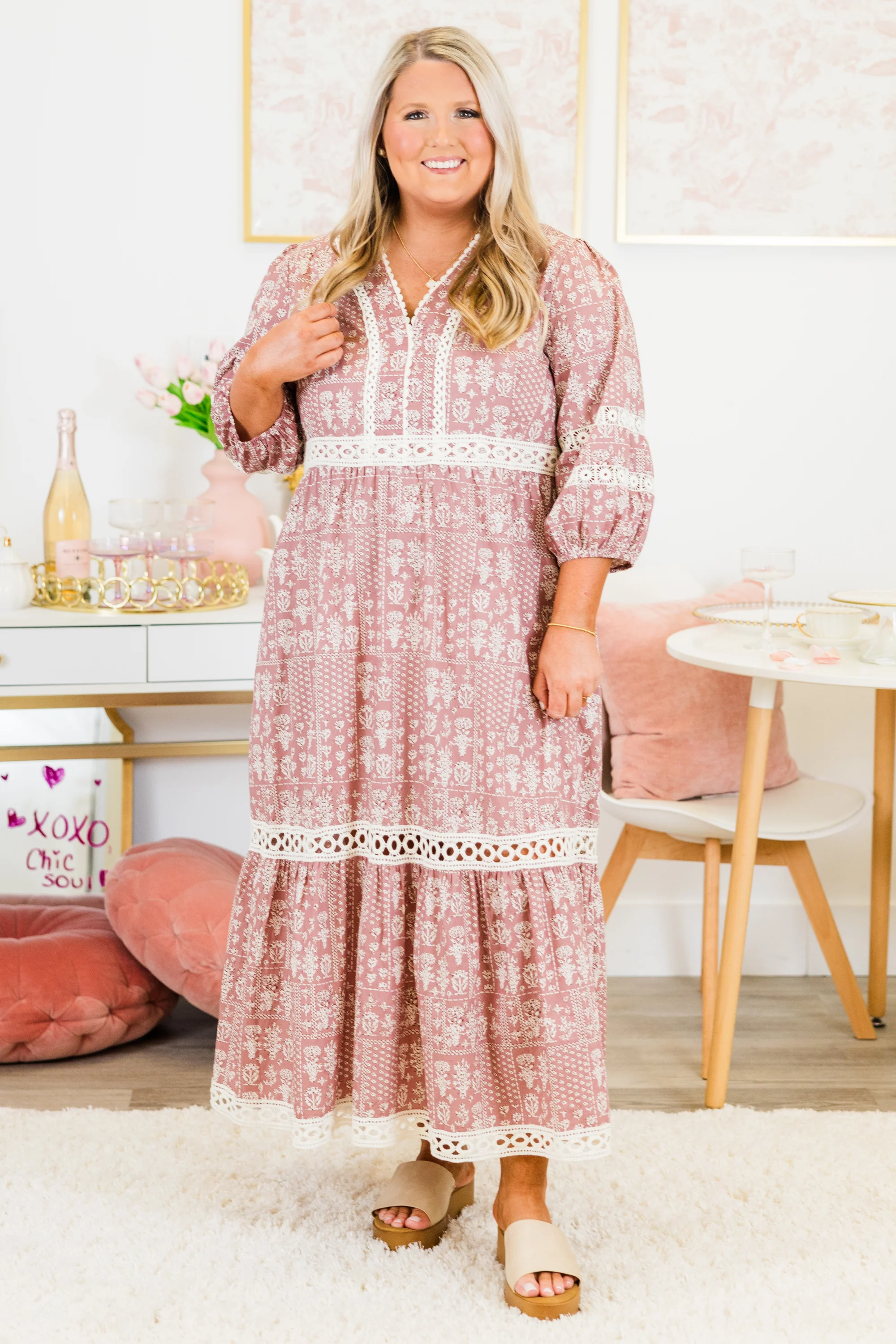 Radiant Blossoms Dress, Pink - Giverhouse