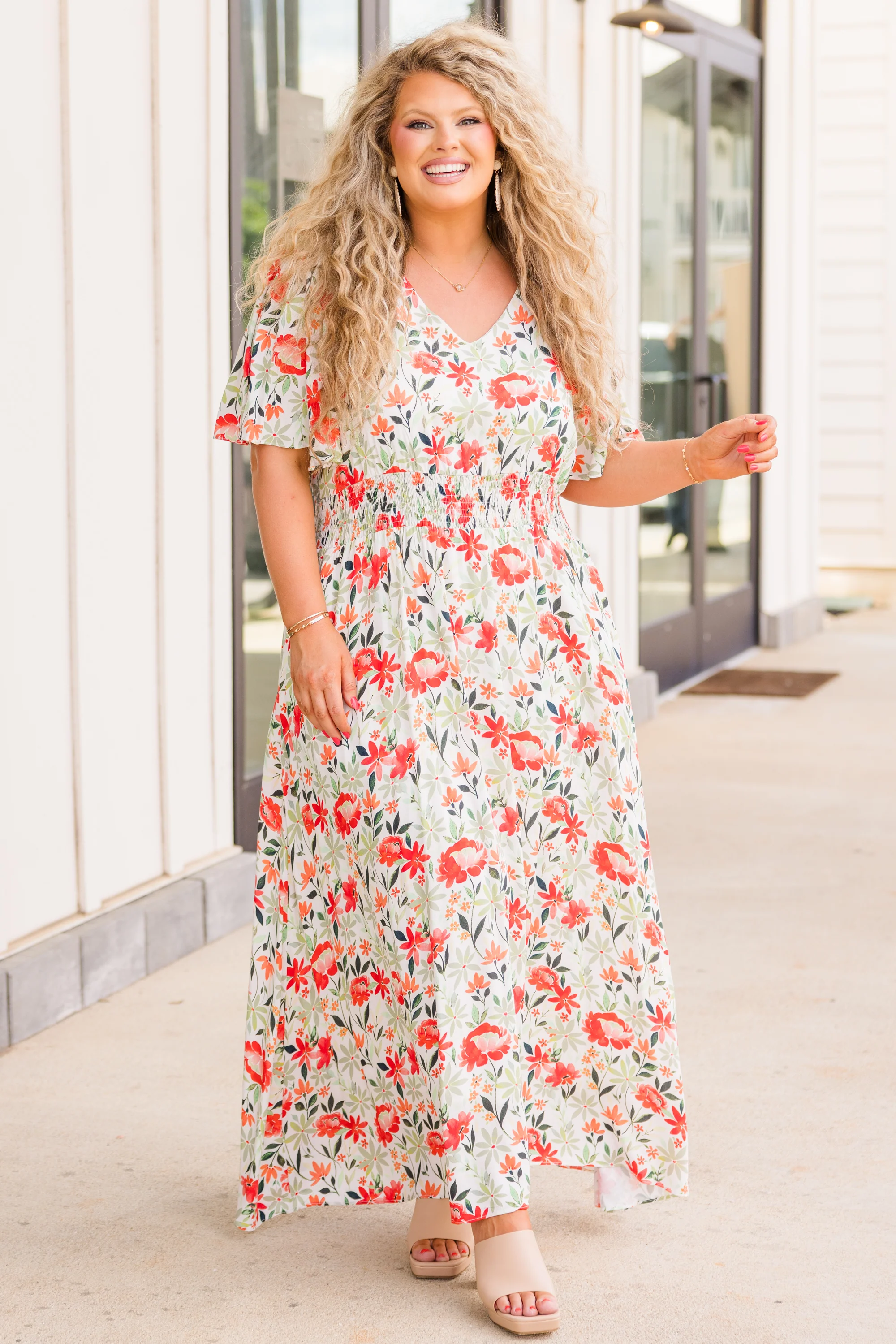 Stop And Smell The Flowers Maxi Dress, Red - Giverhouse