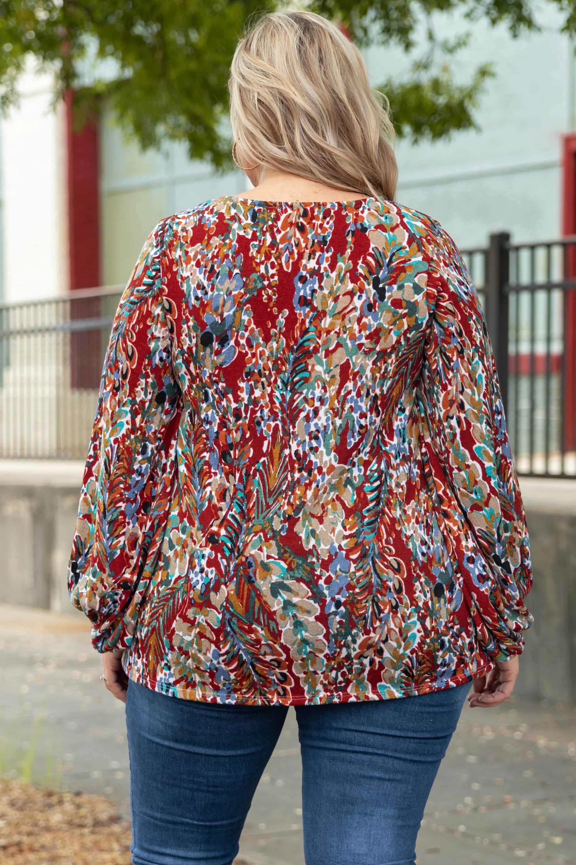 Honey Floral Top, Marsala - Giverhouse