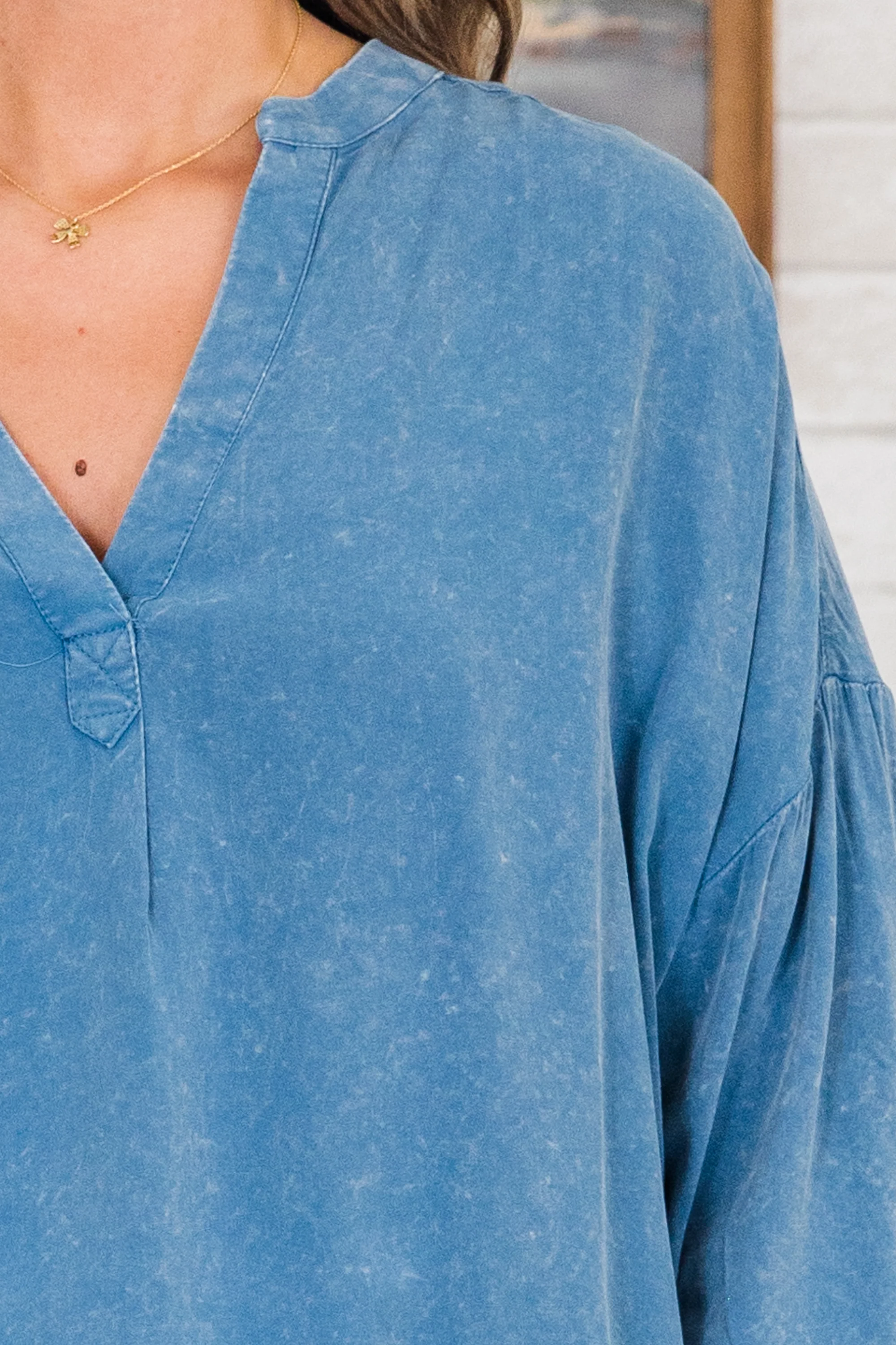 Praying For Sunshine Top, Denim - Giverhouse