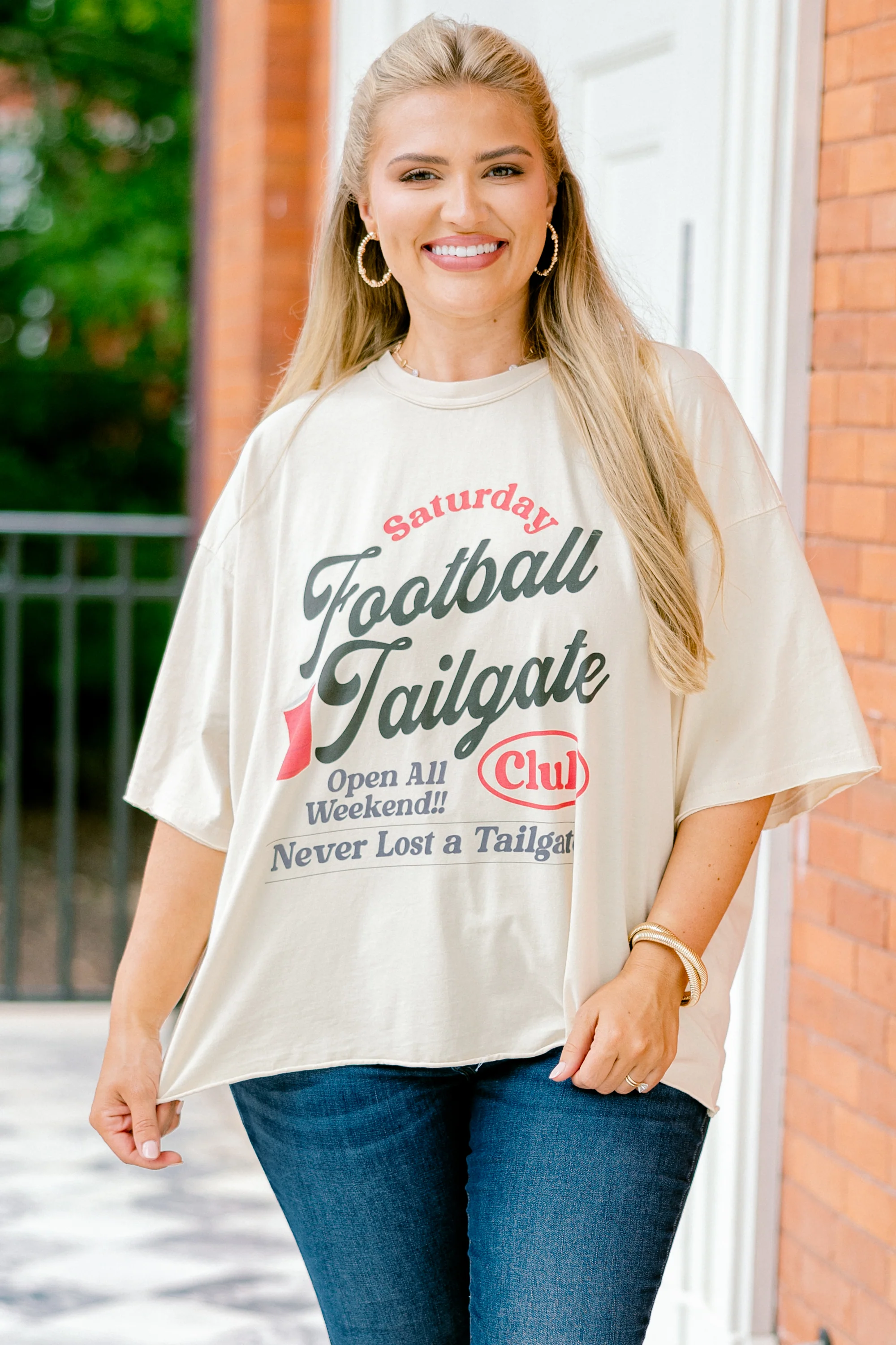 Here for the Tailgate Vintage Wash Tee, Sand - Giverhouse