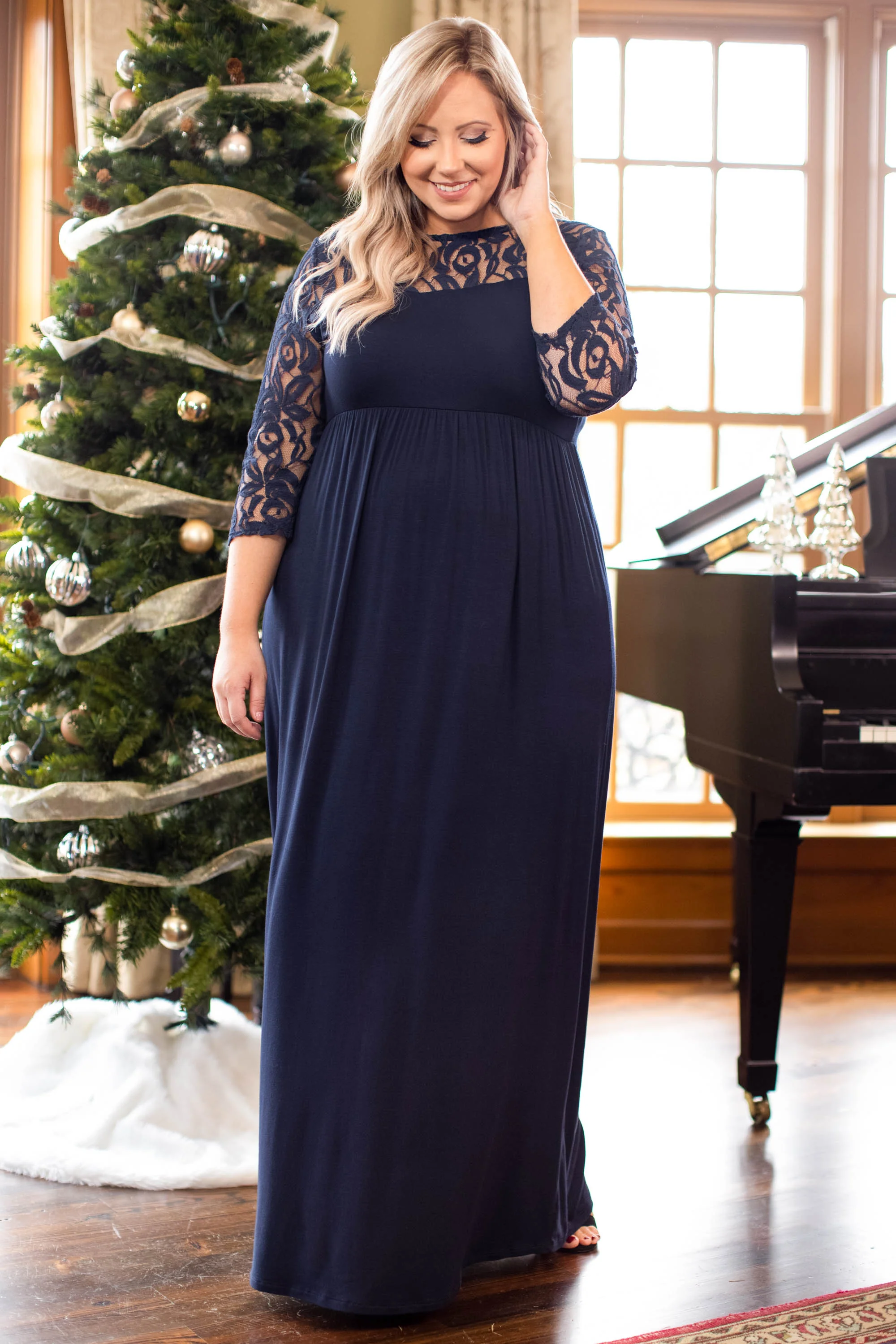 Looking Elegant Maxi Dress, Navy - Giverhouse