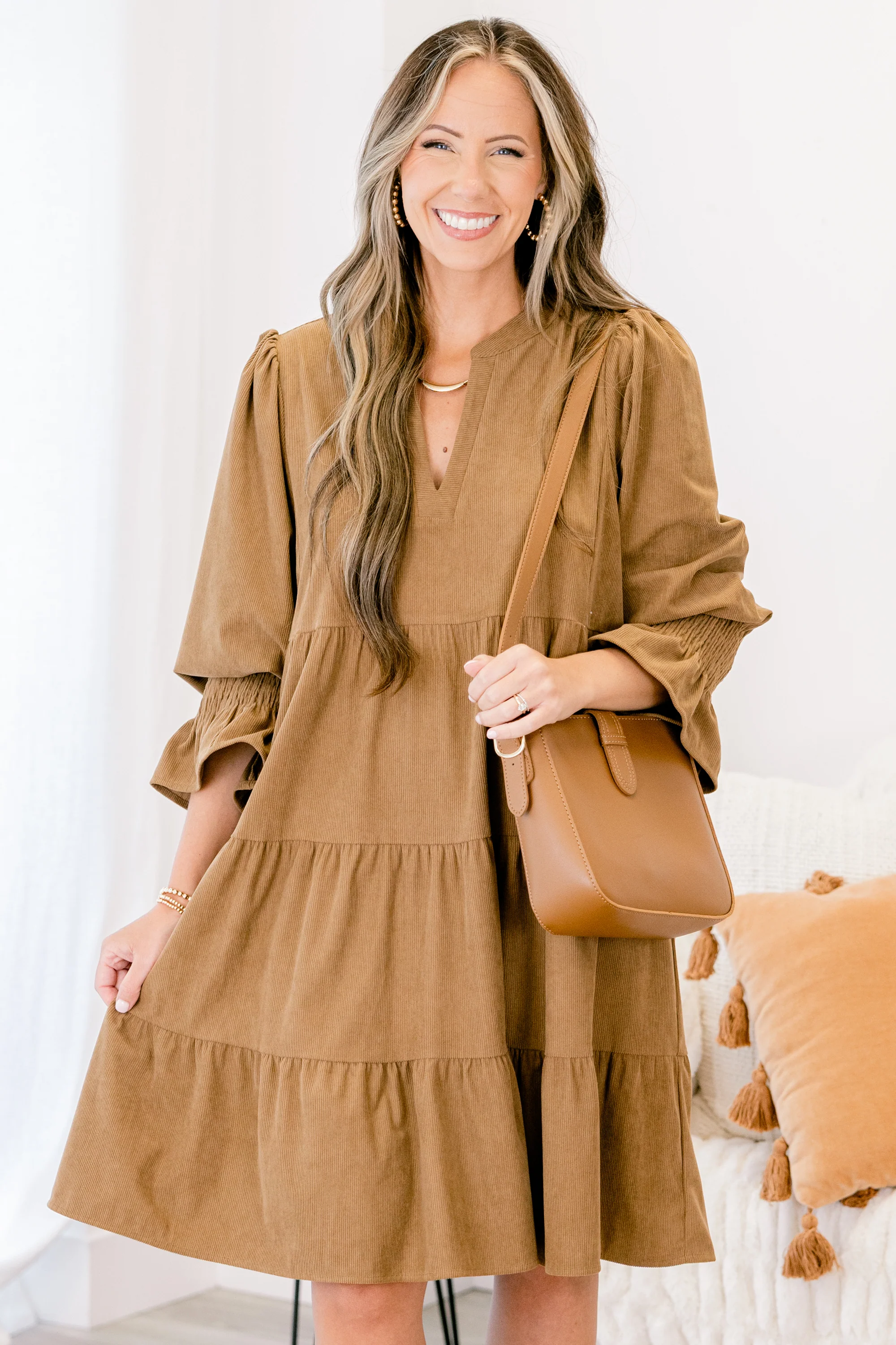 What You Know Dress, Brown Corduroy - Giverhouse