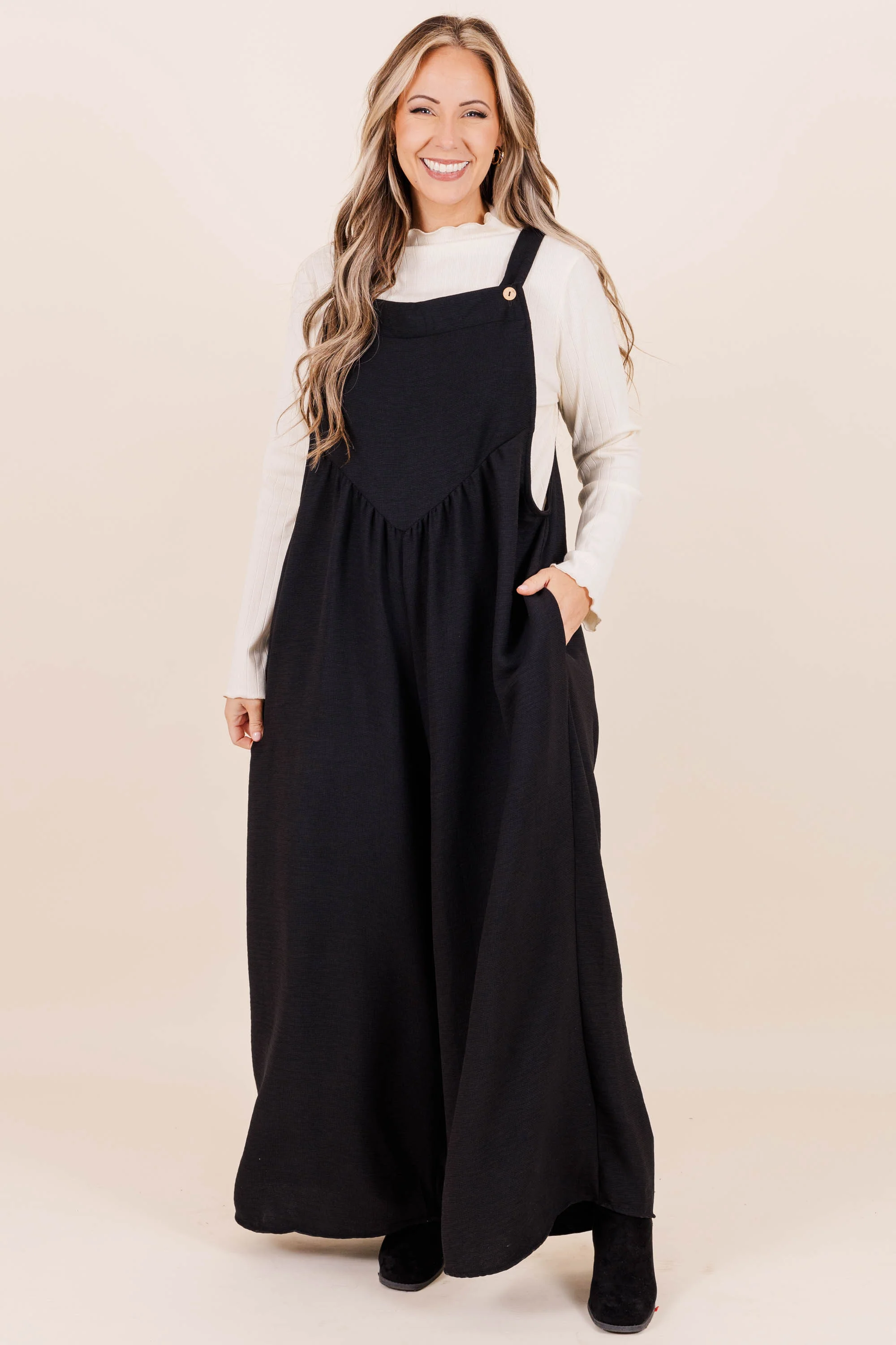 Got To Laugh Jumpsuit, Black - Giverhouse