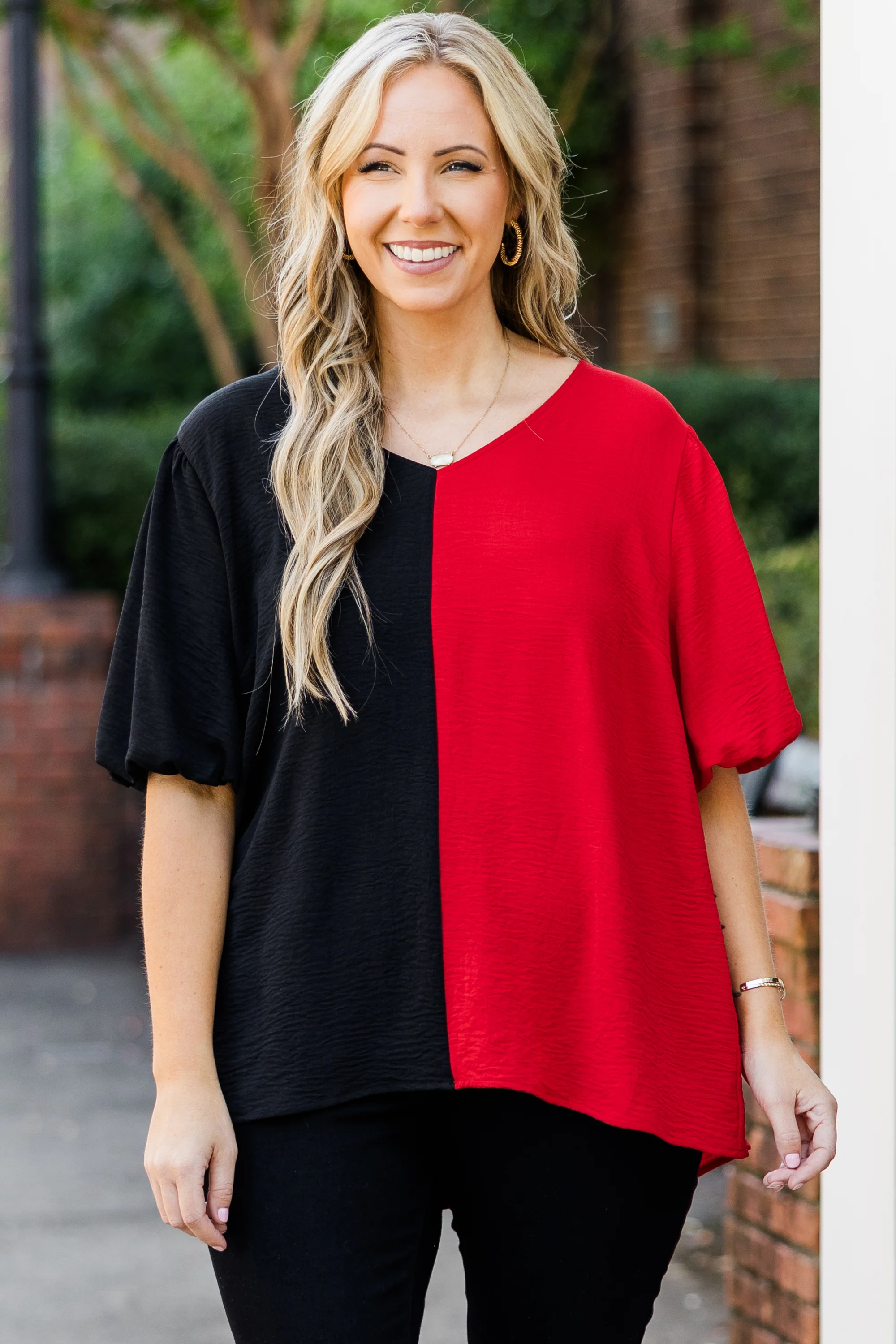 Sideline Sweetheart Top, Black-Red - Giverhouse