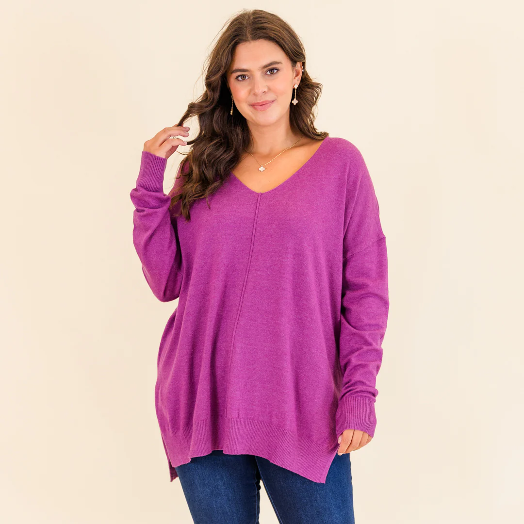 Miss Who I Was Sweater, Heather Plum - Giverhouse