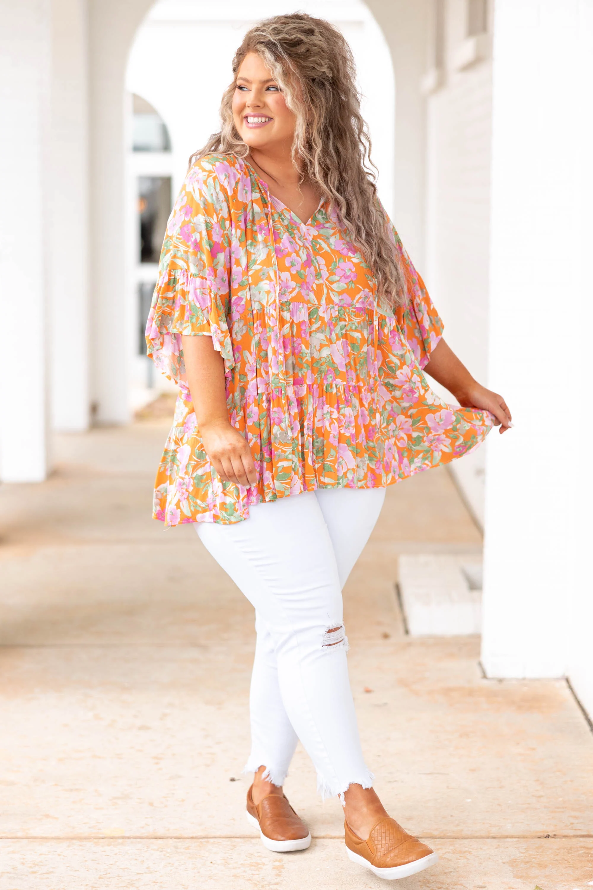 Here She Comes Top, Orange - Giverhouse