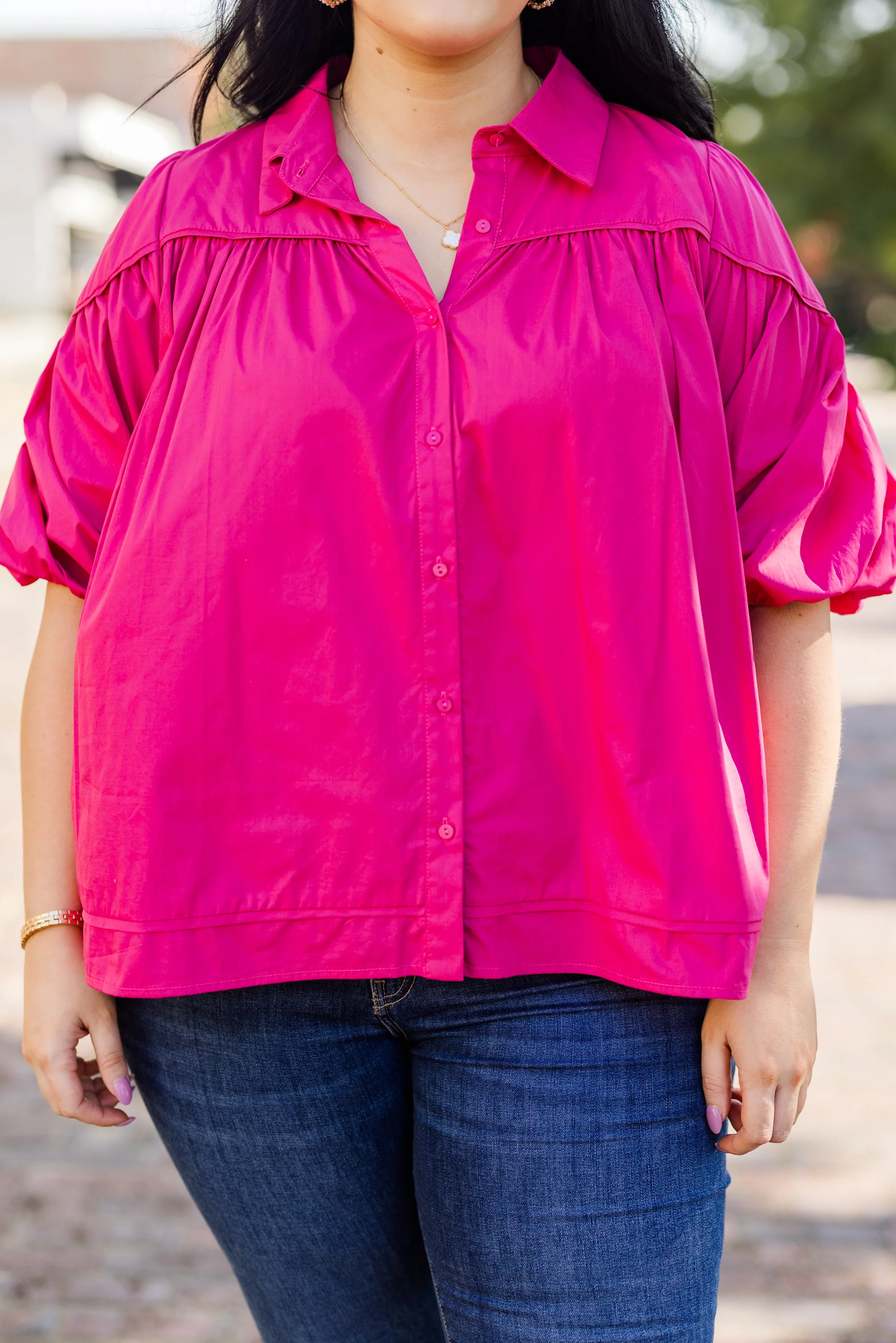 Love Is All Around Blouse, Magenta - Giverhouse