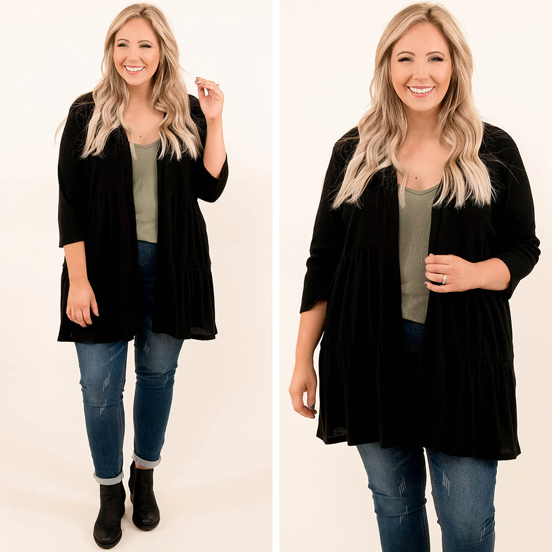 Take On The World Cardigan, Black - Giverhouse