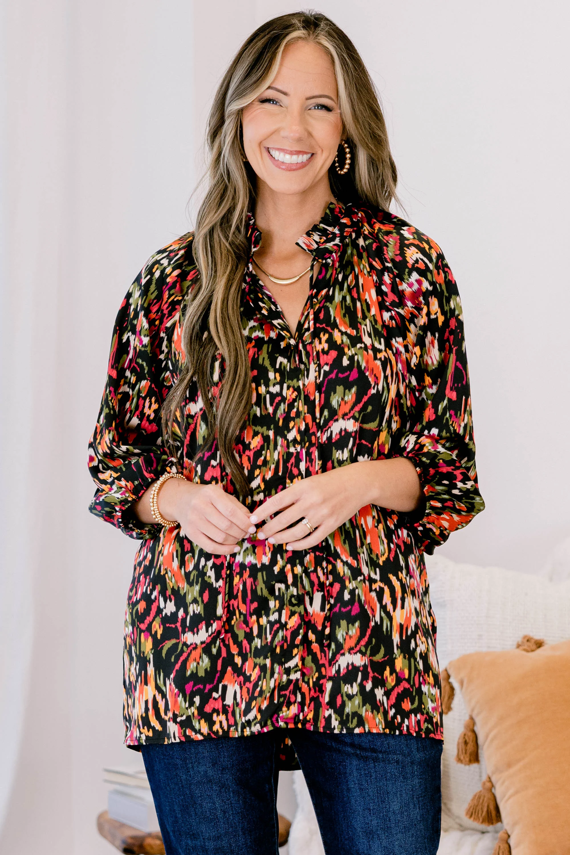 All In Due Time Top, Black Multi - Giverhouse